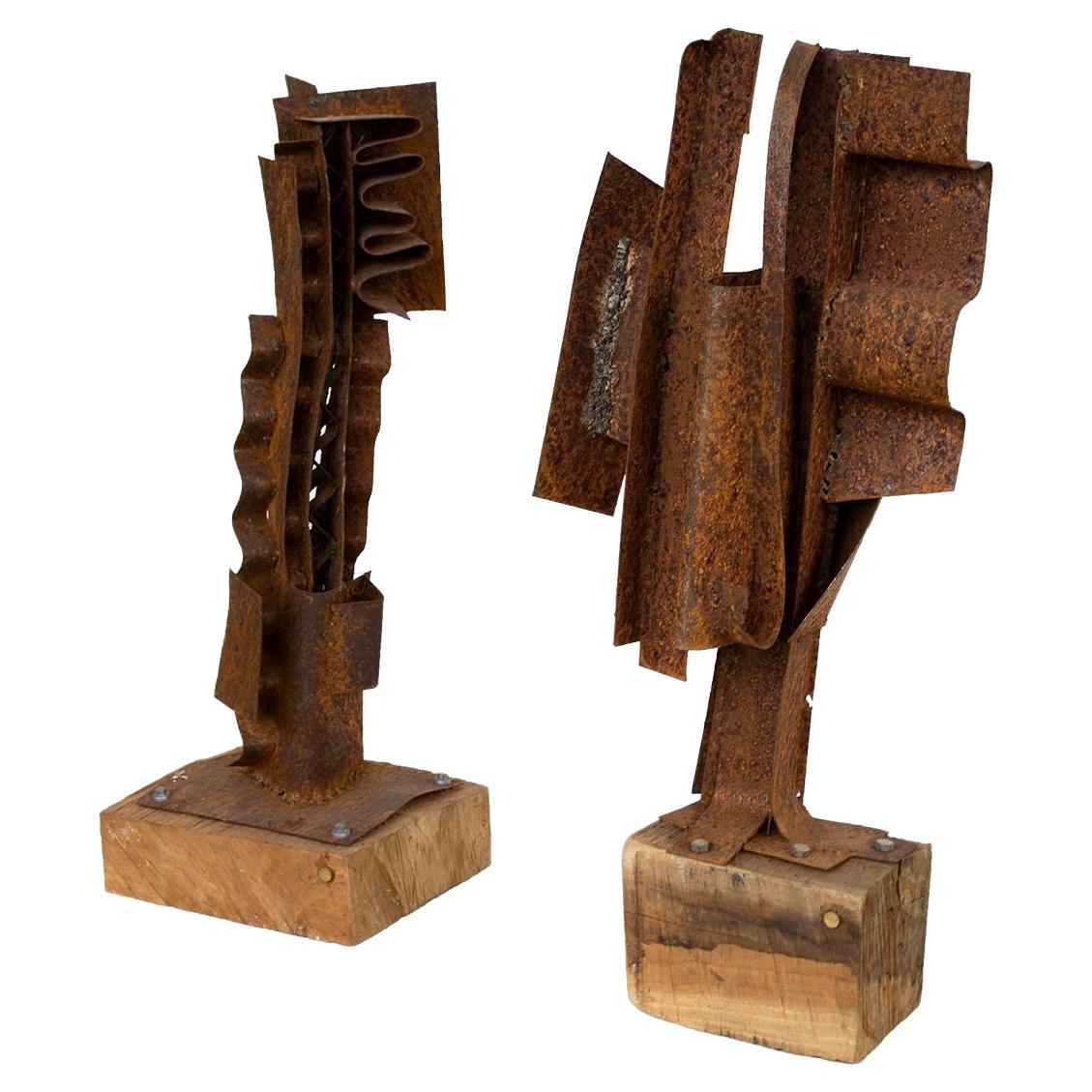 Pair of Handmade Sculptures by American Artist PKW For Sale
