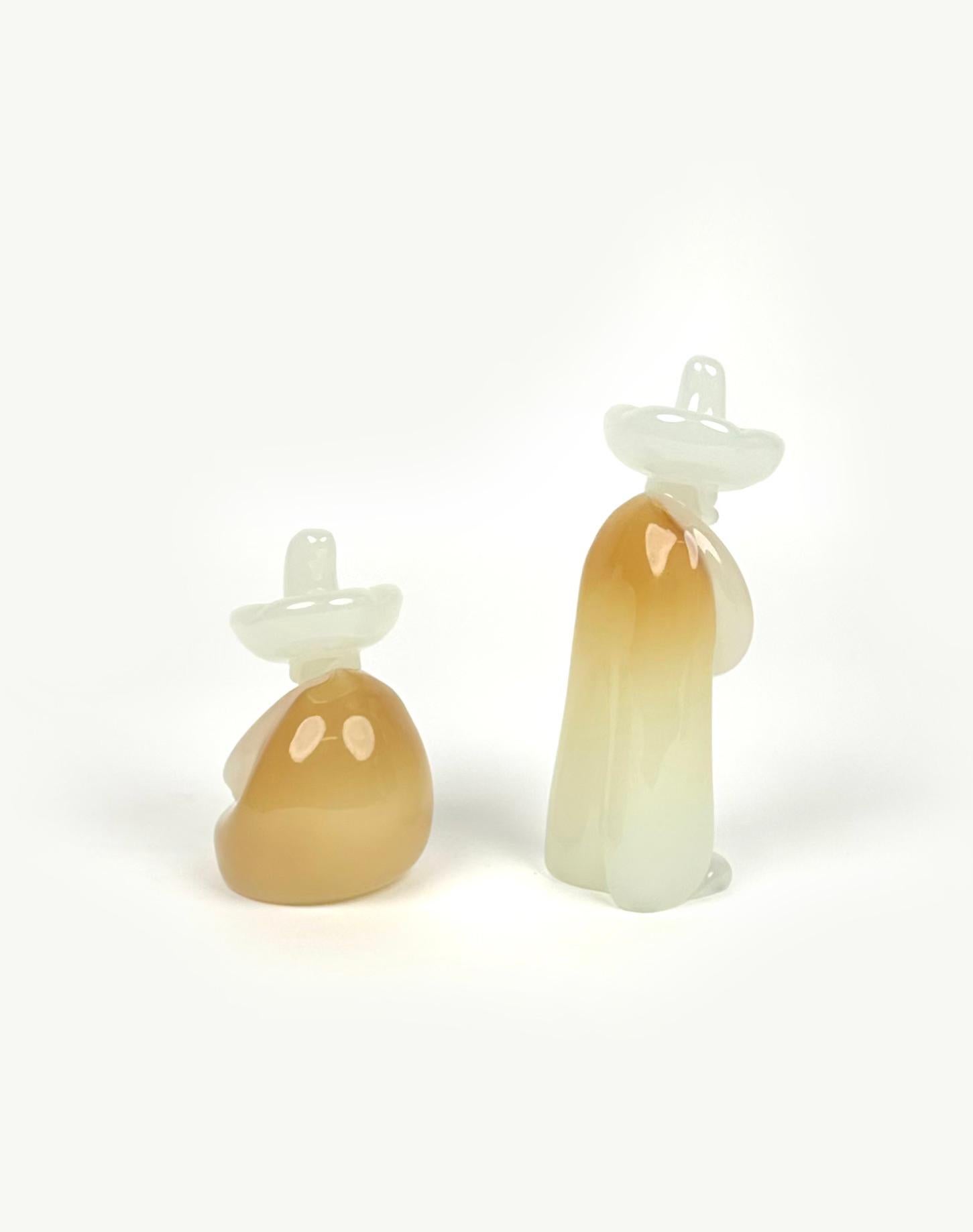 Pair of Sculptures Mexican in Murano Glass by Archimede Seguso, Italy, 1970s In Good Condition For Sale In Rome, IT