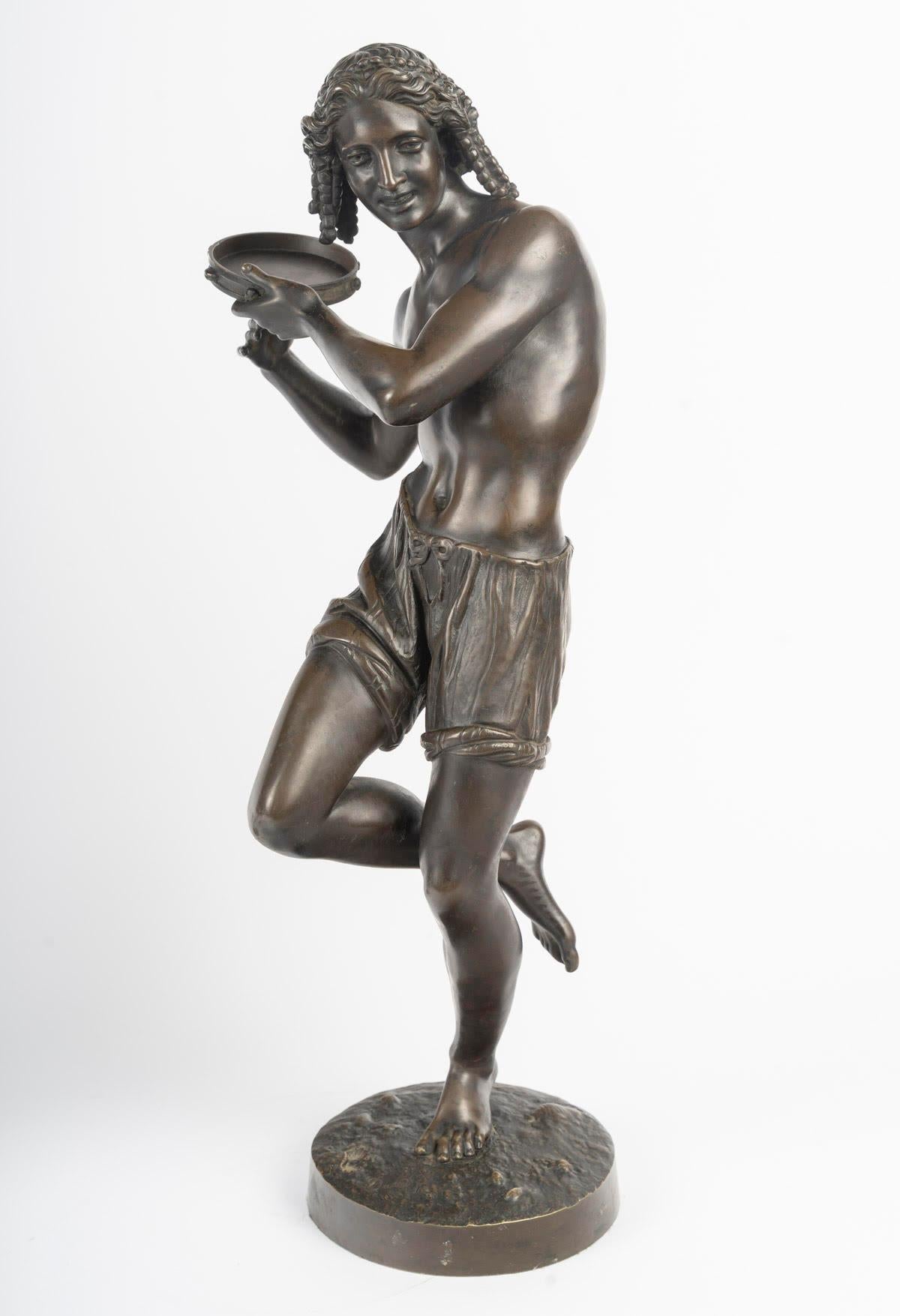 Coppia di sculture di due ballerine napoletane in bronzo di Francisque Duret. in vendita 3