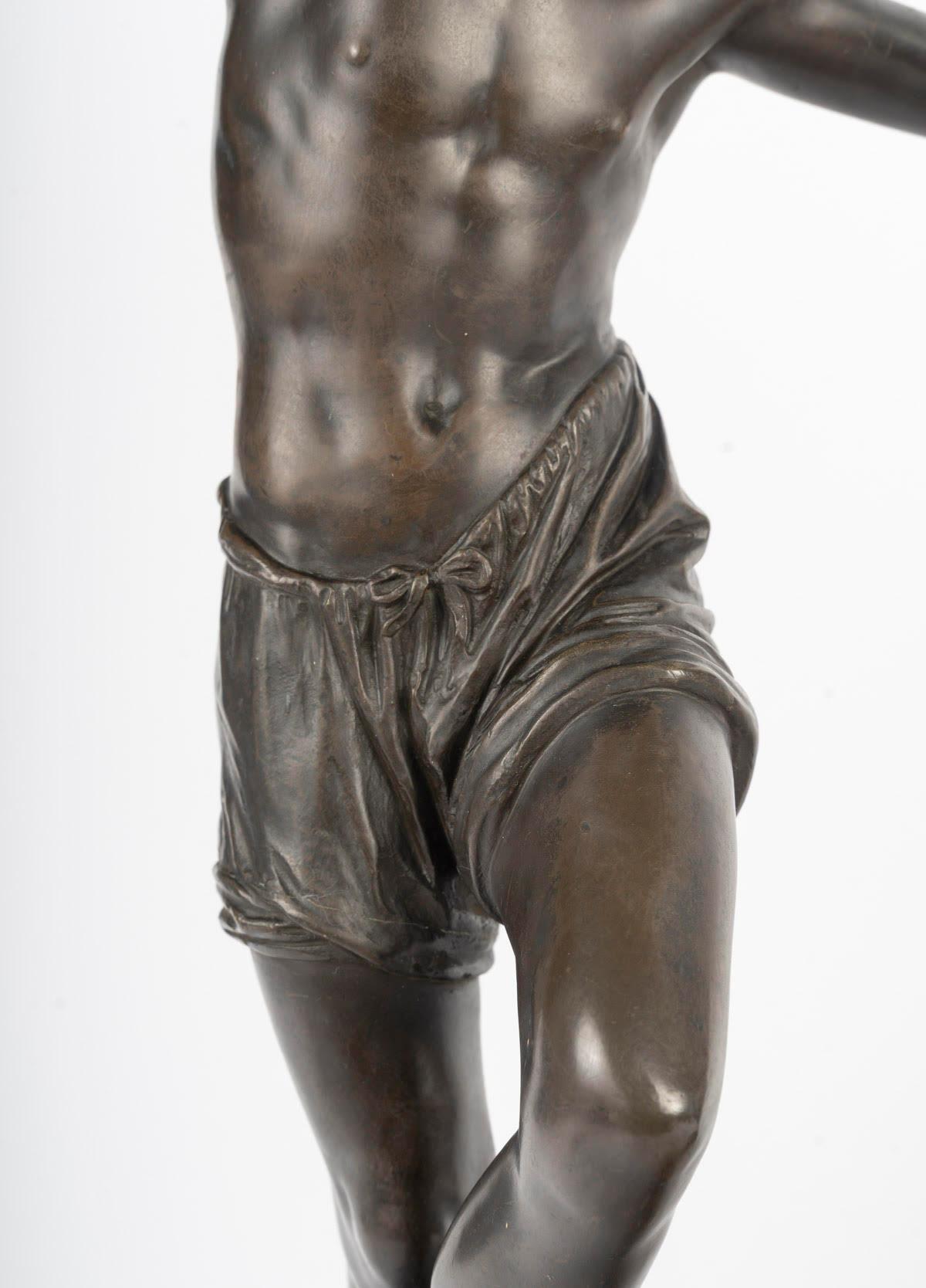 Coppia di sculture di due ballerine napoletane in bronzo di Francisque Duret. In condizioni buone in vendita a Saint-Ouen, FR