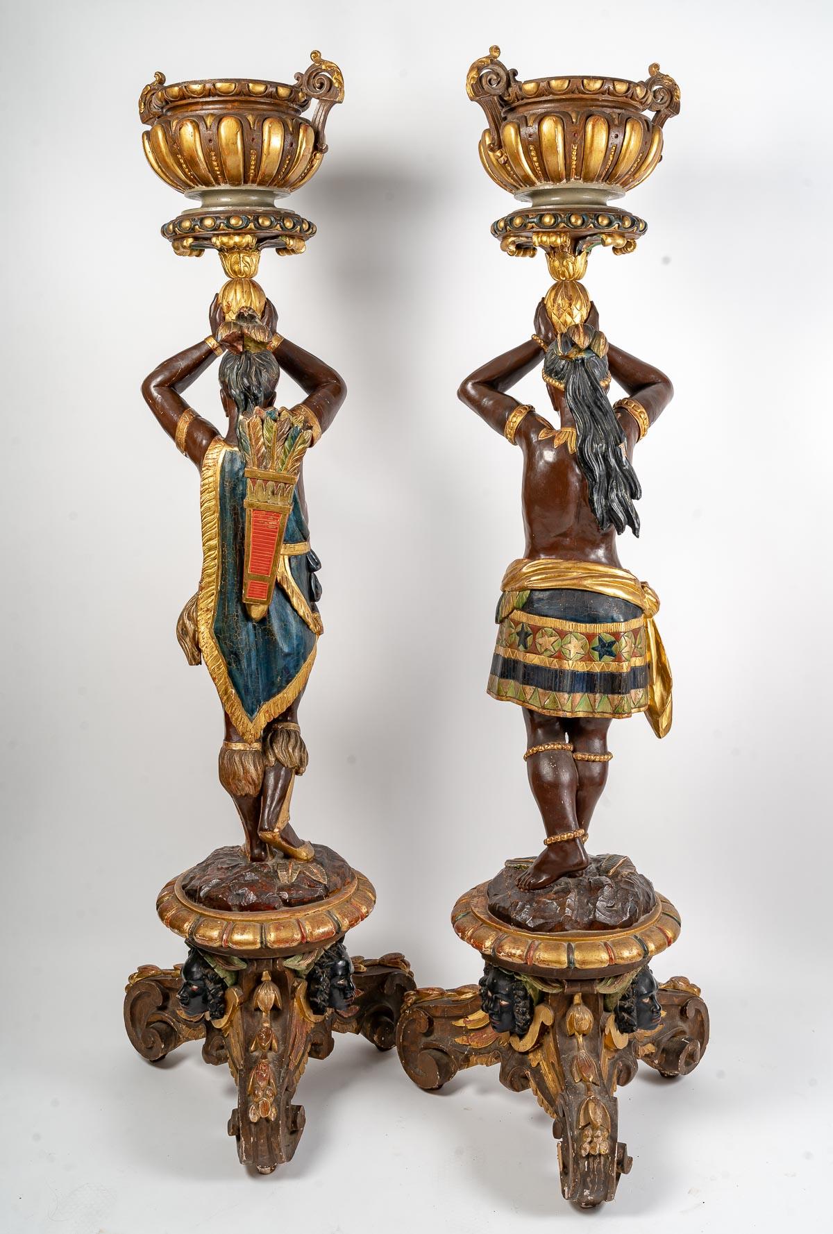 Pair of Sculptures Representing American Indians Forming a Planter For Sale 1