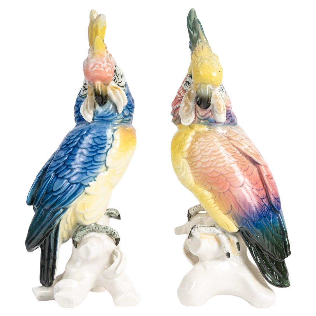 Pair of Sculptures Representing Parrots, Early 20th Century.