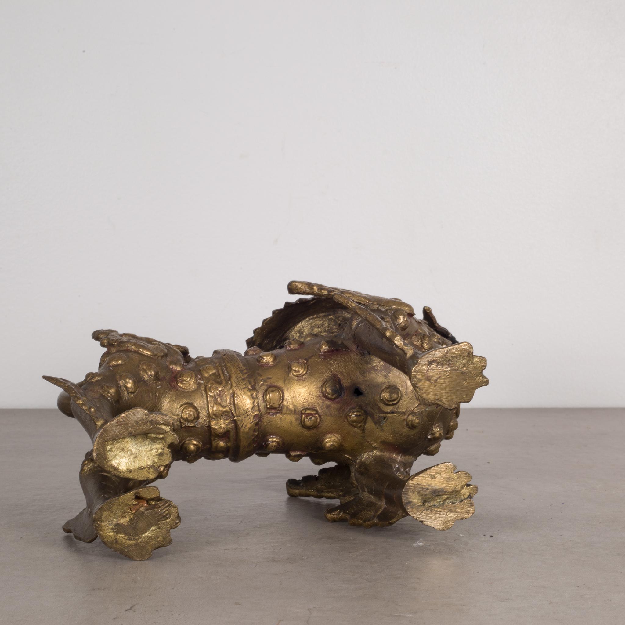 Pair of SE Asian Brass Temple Dogs, circa 1950-1970 1