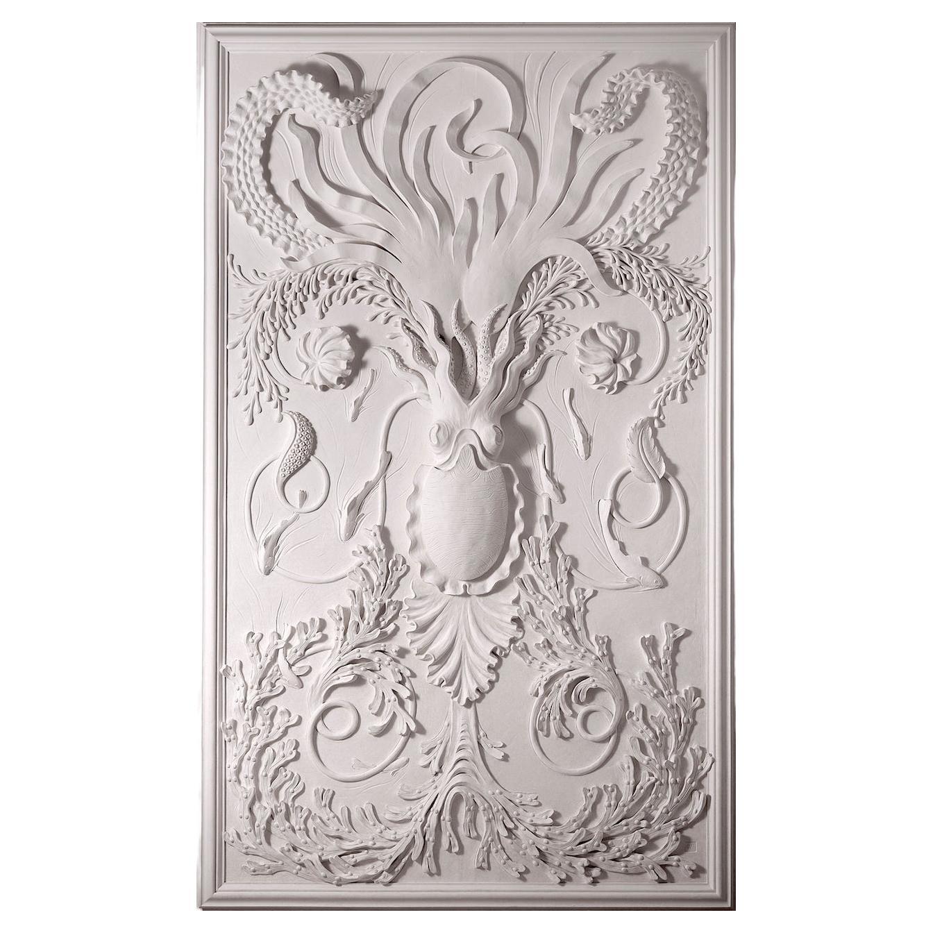 Unique pair of contemporary plaster panels in Baroque style by a Master artist For Sale