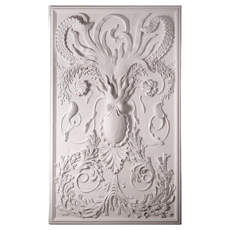 Geoffrey Preston pair of Sea Garden plaster panels, 2019