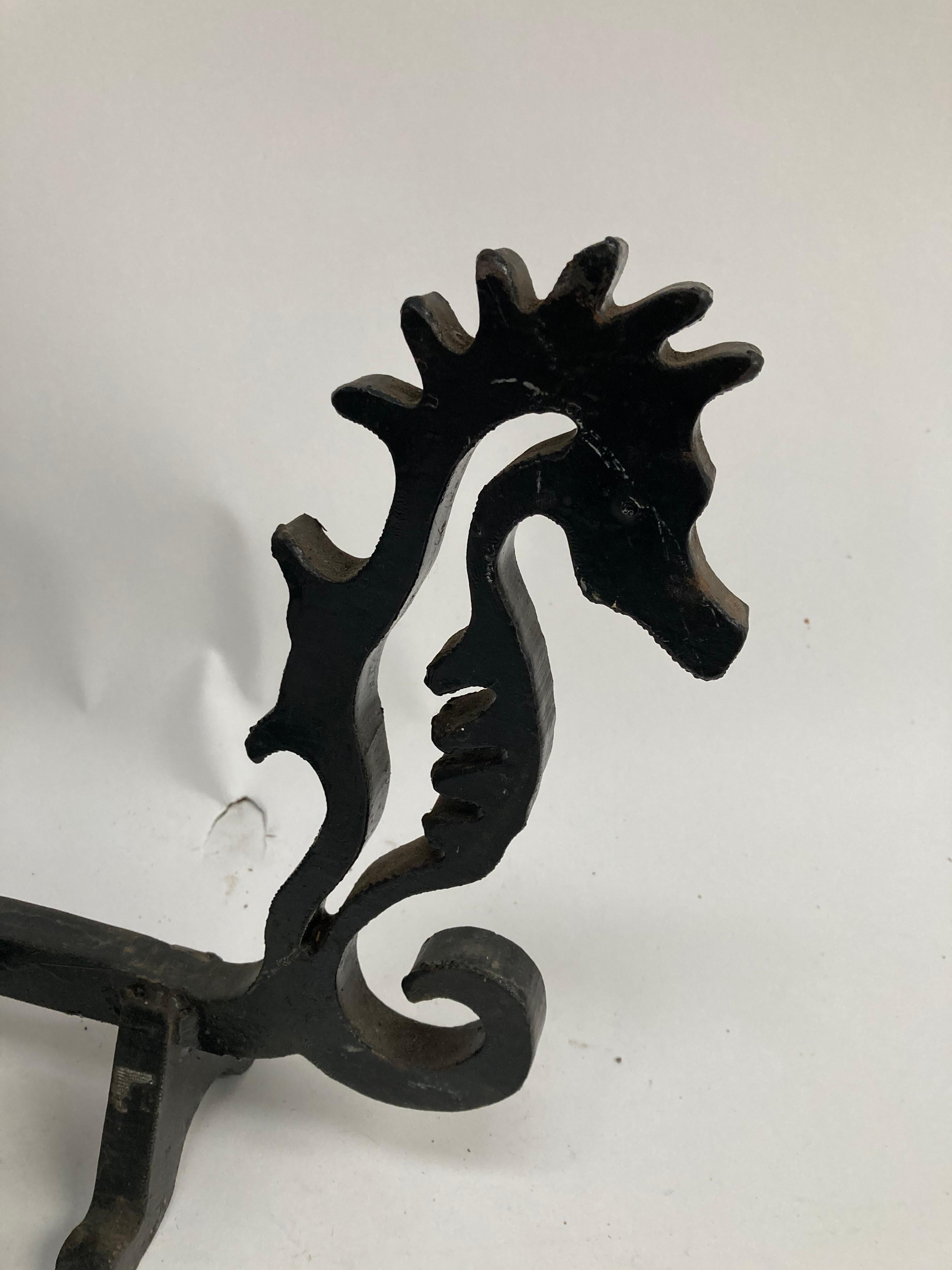 Paire de chenets « Sea Horse » d'Edouard Schenck Bon état - En vente à Bois-Colombes, FR