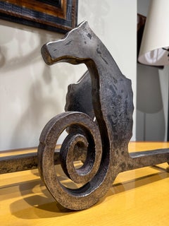 Pair of sea horses andirons France 1950