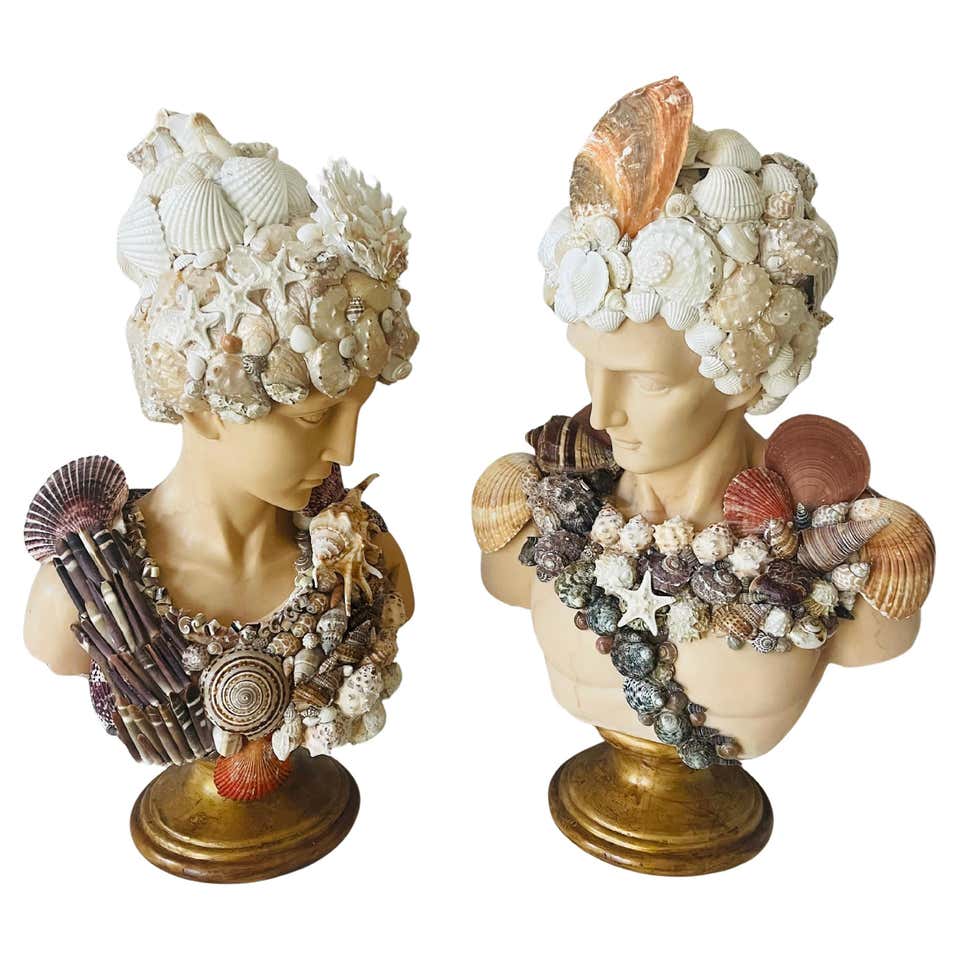 Vintage Boho Artisan Shell Bust For Sale at 1stDibs