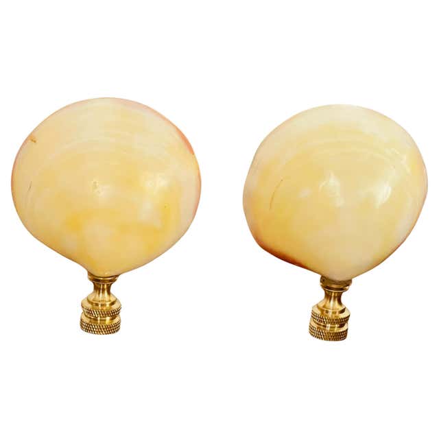 Finials Antique Pair of Ocean Coral Fragments Lamp Finials For Sale at 1stDibs