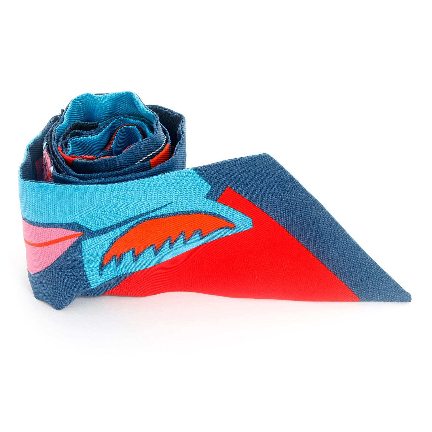 Black Pair of Sea, Surf & Fun Twilly Scarves by Hermes