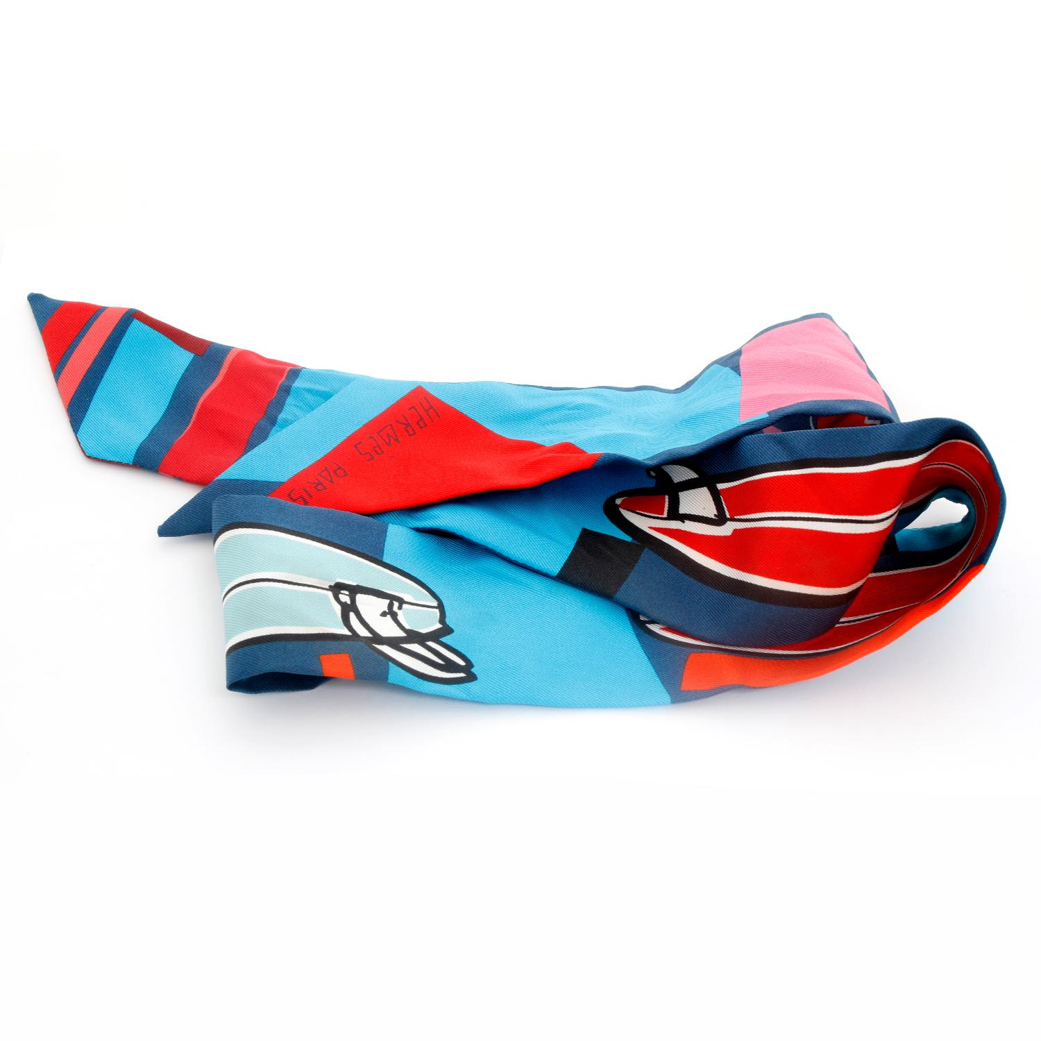 Women's Pair of Sea, Surf & Fun Twilly Scarves by Hermes