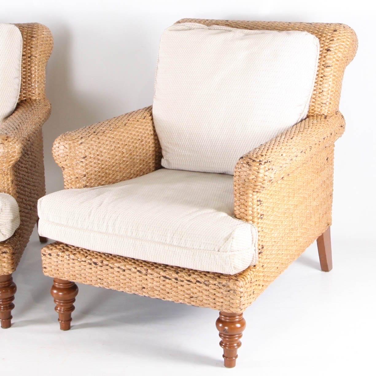 Paire de chaises bergères en gazon de mer Bon état - En vente à Isle Sur Sorgue, FR