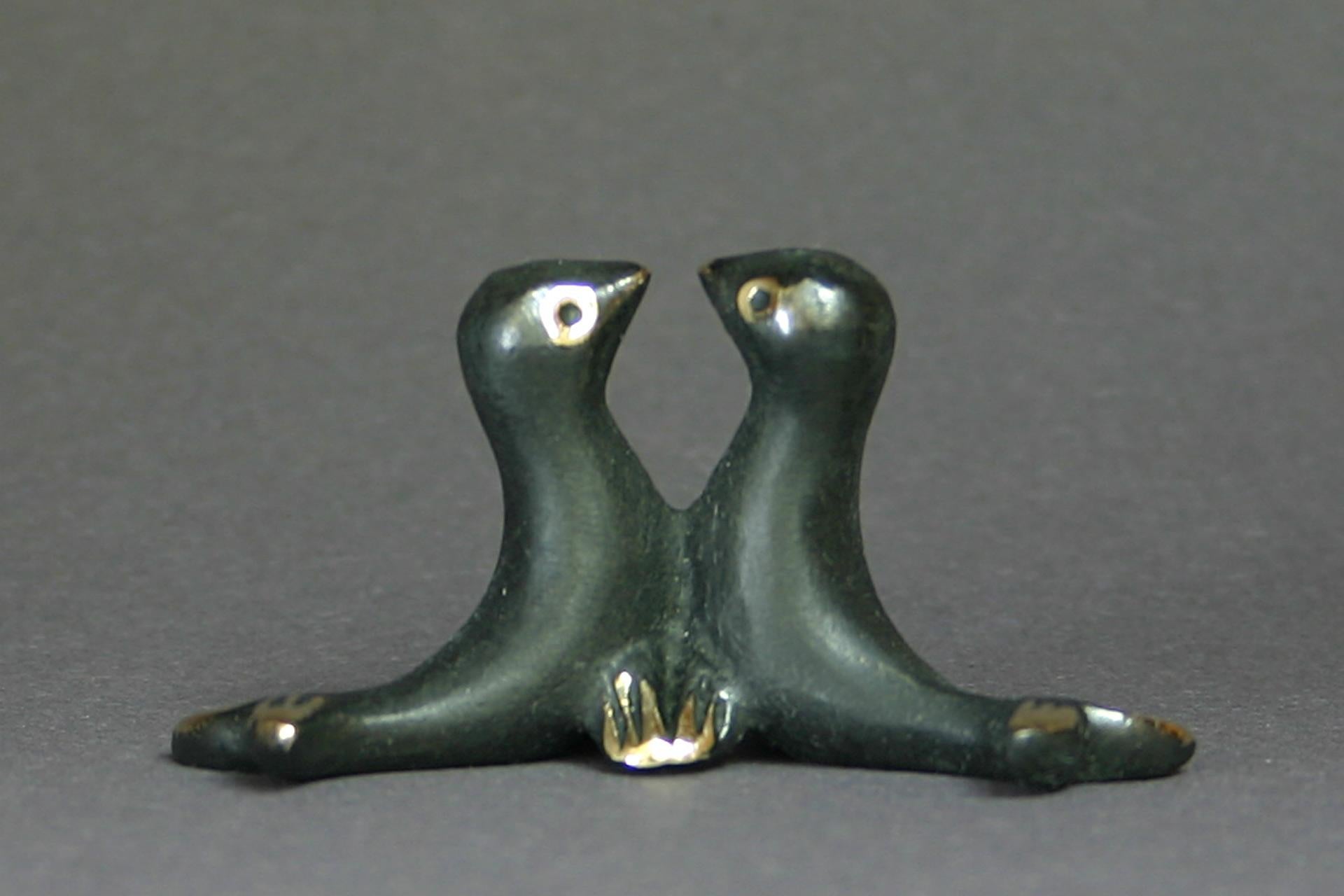 Austrian Pair of Seals Walter Bosse figurines brass patinated new Vienna Austria TALISMAN