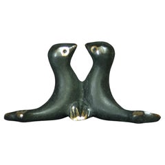 Pair of Seals Walter Bosse figurines brass patinated new Vienna Austria TALISMAN