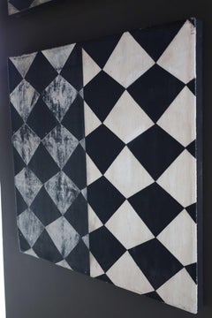 Pair of Sean Scherer Oil and Wax Paintings on Canvas, 1991