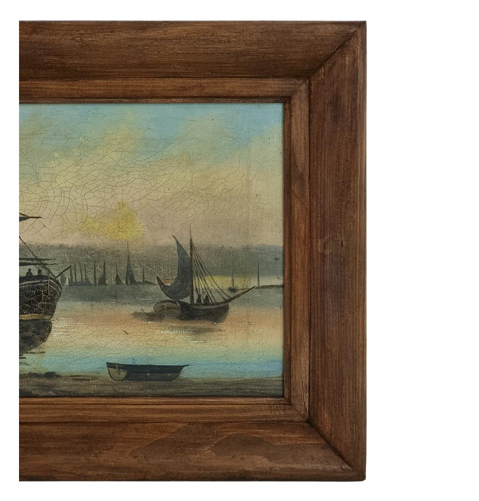 Paire de marines (huile sur toile) dans le style des écoles hollandaises du XVIIe siècle en vente 1