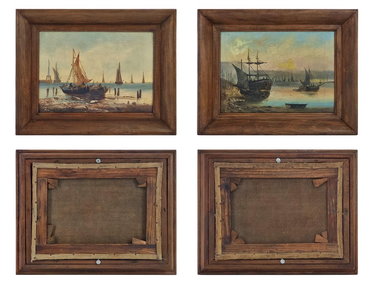 Paire de marines (huile sur toile) dans le style des écoles hollandaises du XVIIe siècle en vente 2