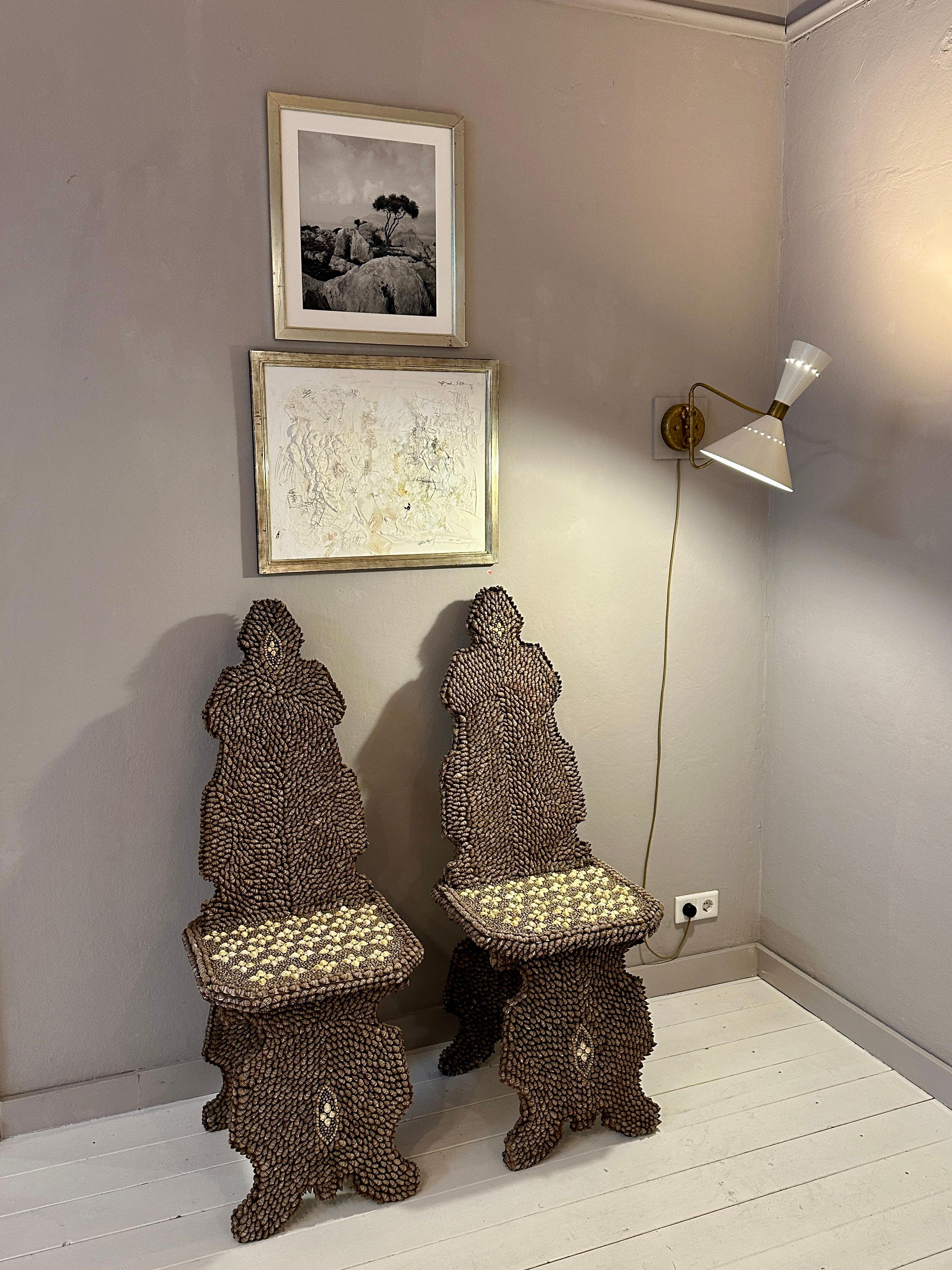 Pair of Seashell Encrusted Chairs by J. Antony Redmile, around 1970 For Sale 4