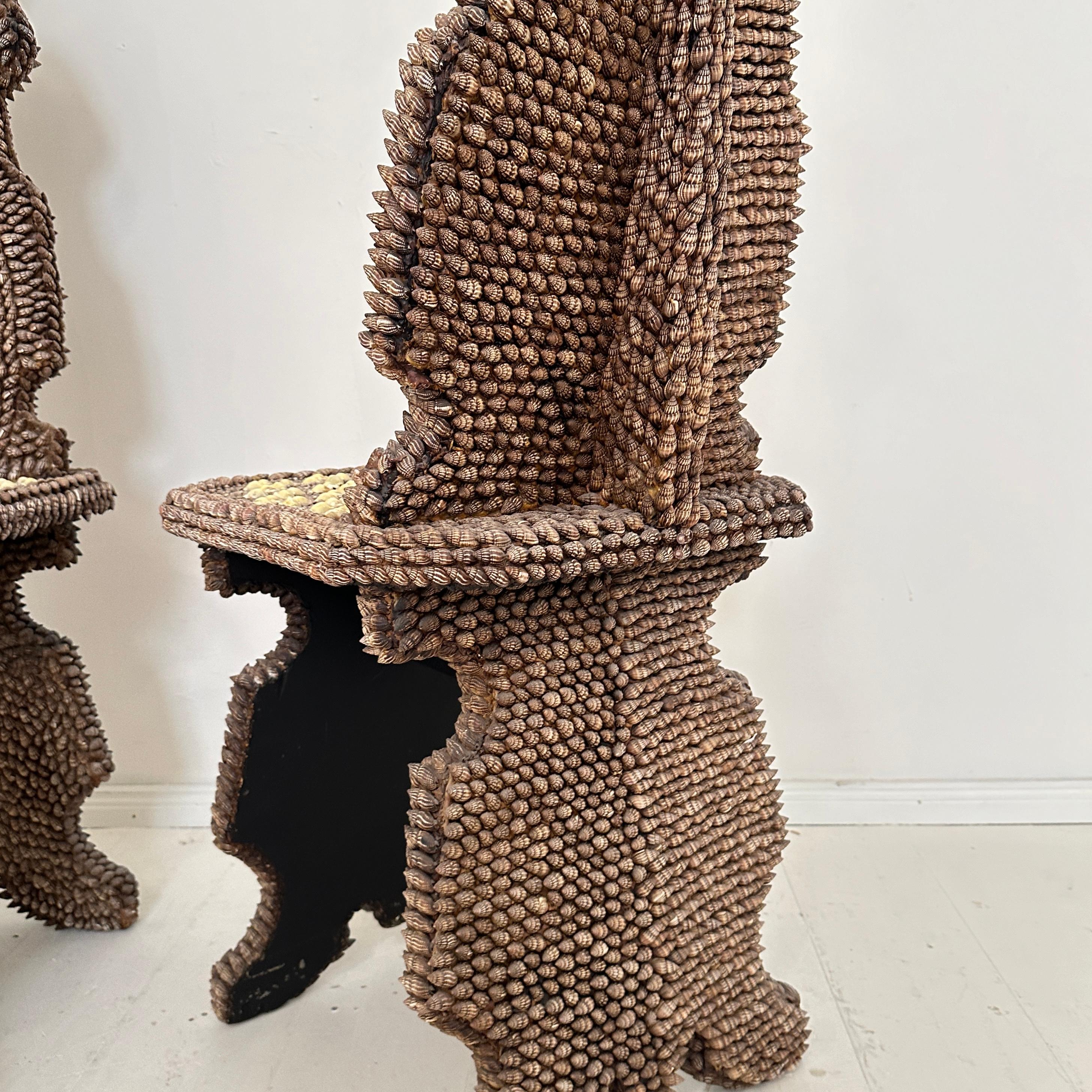 Pair of Seashell Encrusted Chairs by J. Antony Redmile, around 1970 For Sale 5
