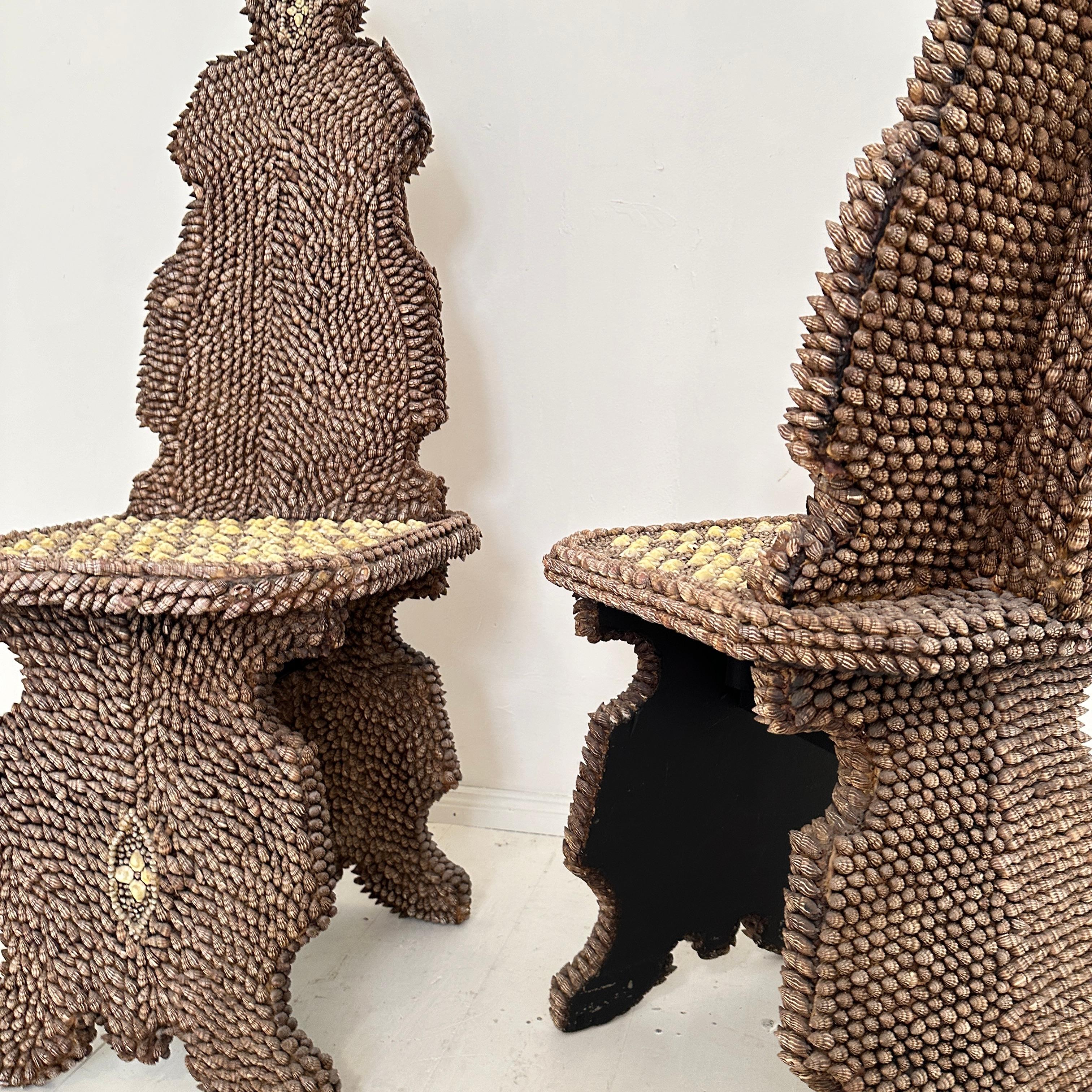 Pair of Seashell Encrusted Chairs by J. Antony Redmile, around 1970 For Sale 6