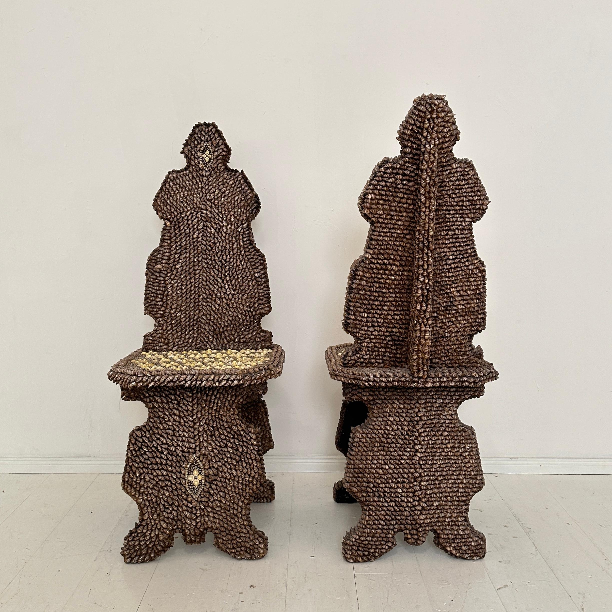 Pair of Seashell Encrusted Chairs by J. Antony Redmile, around 1970 For Sale 7