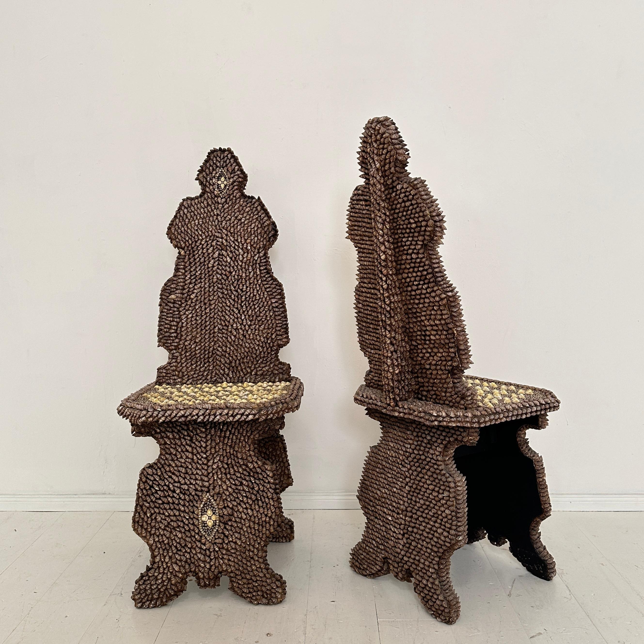 Pair of Seashell Encrusted Chairs by J. Antony Redmile, around 1970 For Sale 8