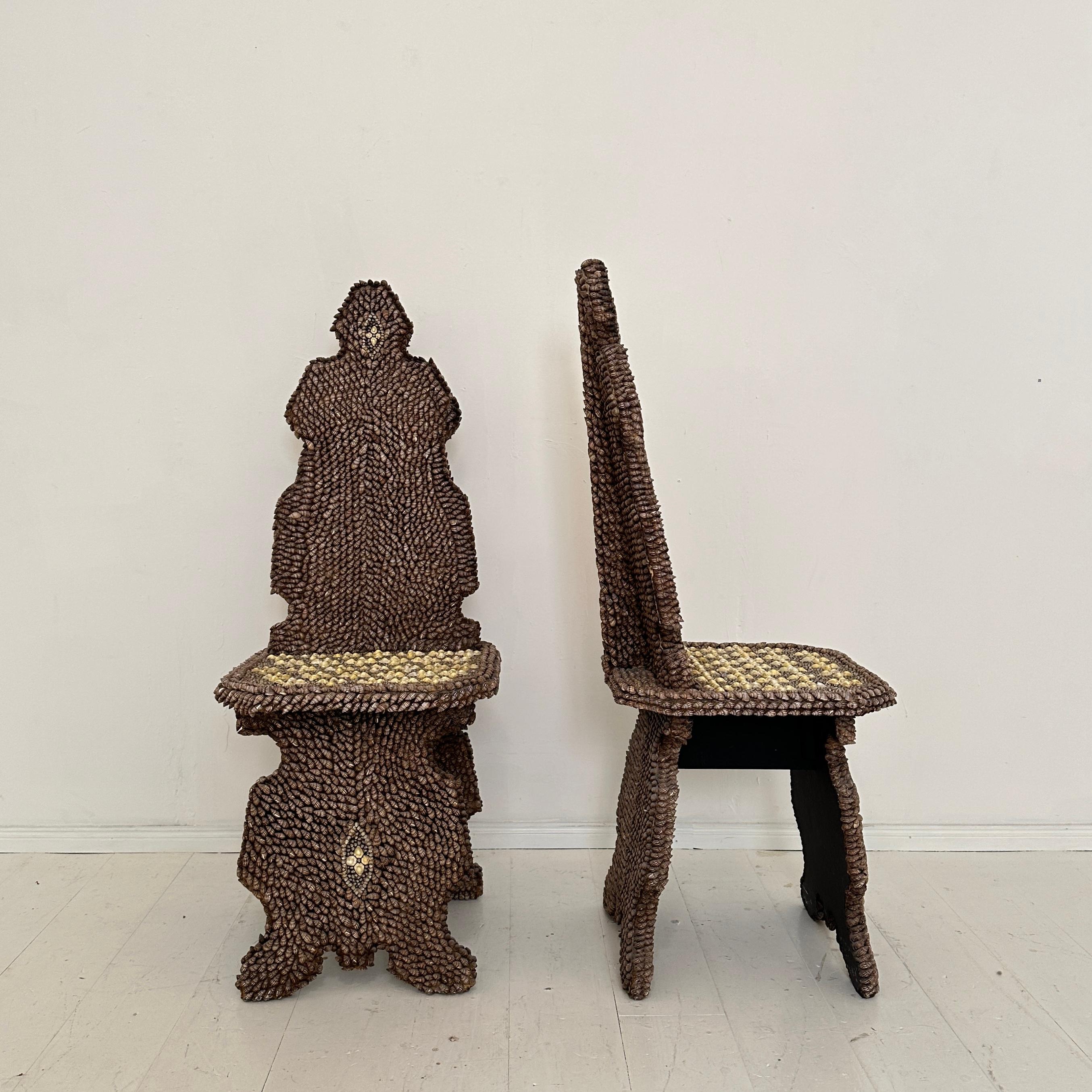 Pair of Seashell Encrusted Chairs by J. Antony Redmile, around 1970 For Sale 9