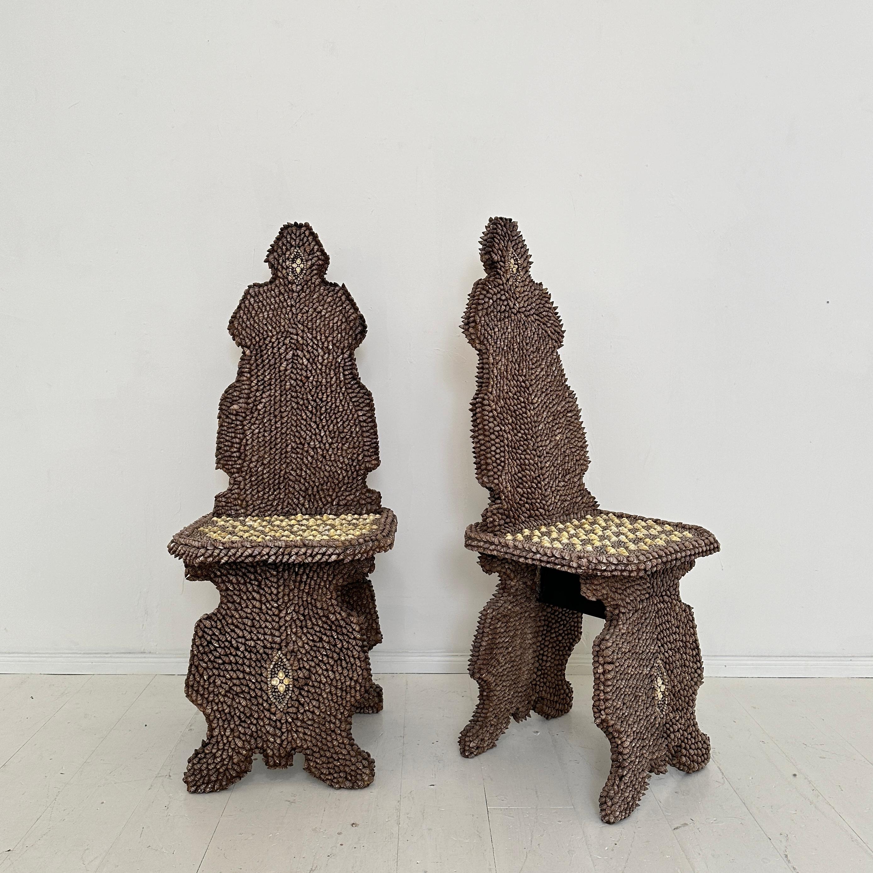 Pair of Seashell Encrusted Chairs by J. Antony Redmile, around 1970 For Sale 10