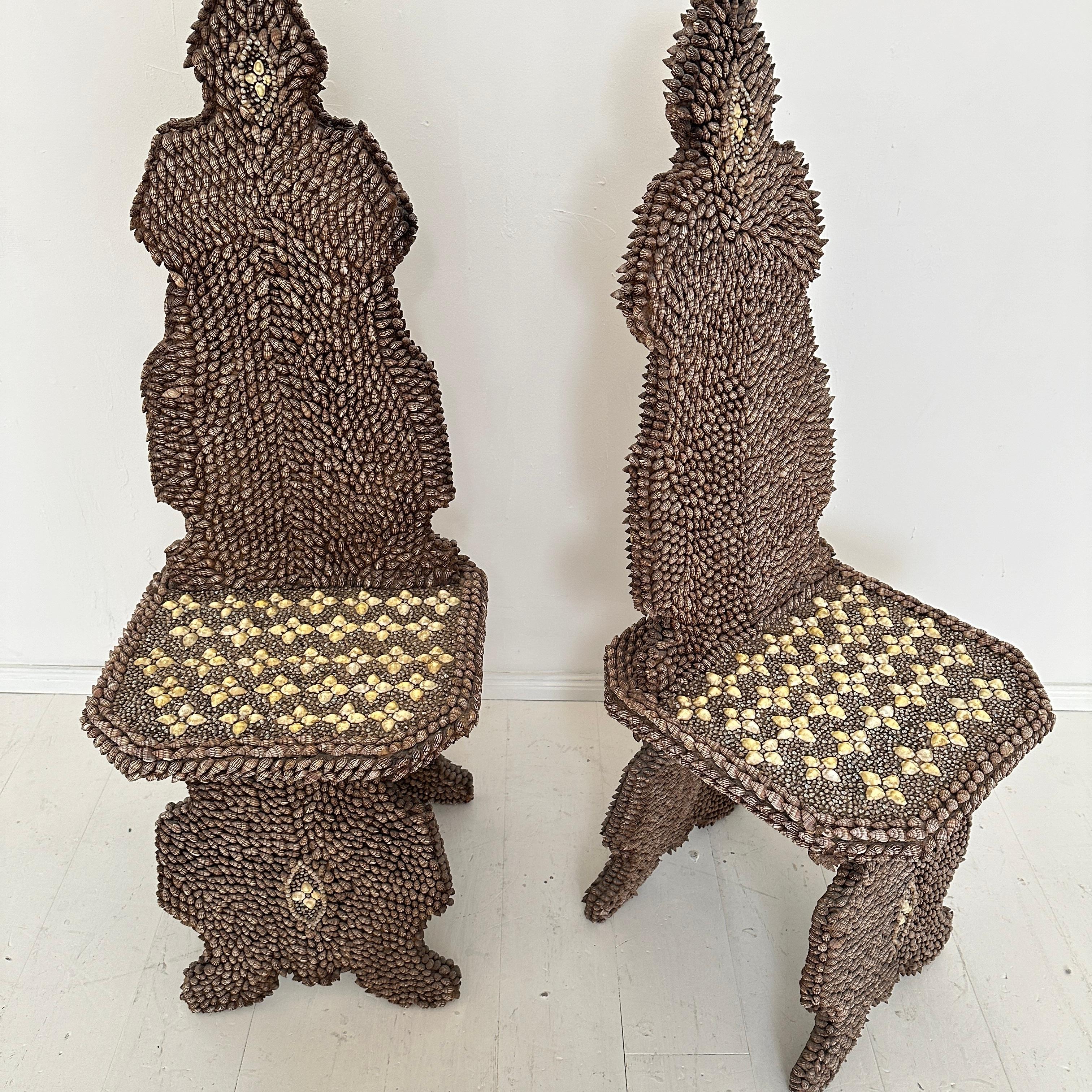 Pair of Seashell Encrusted Chairs by J. Antony Redmile, around 1970 For Sale 11
