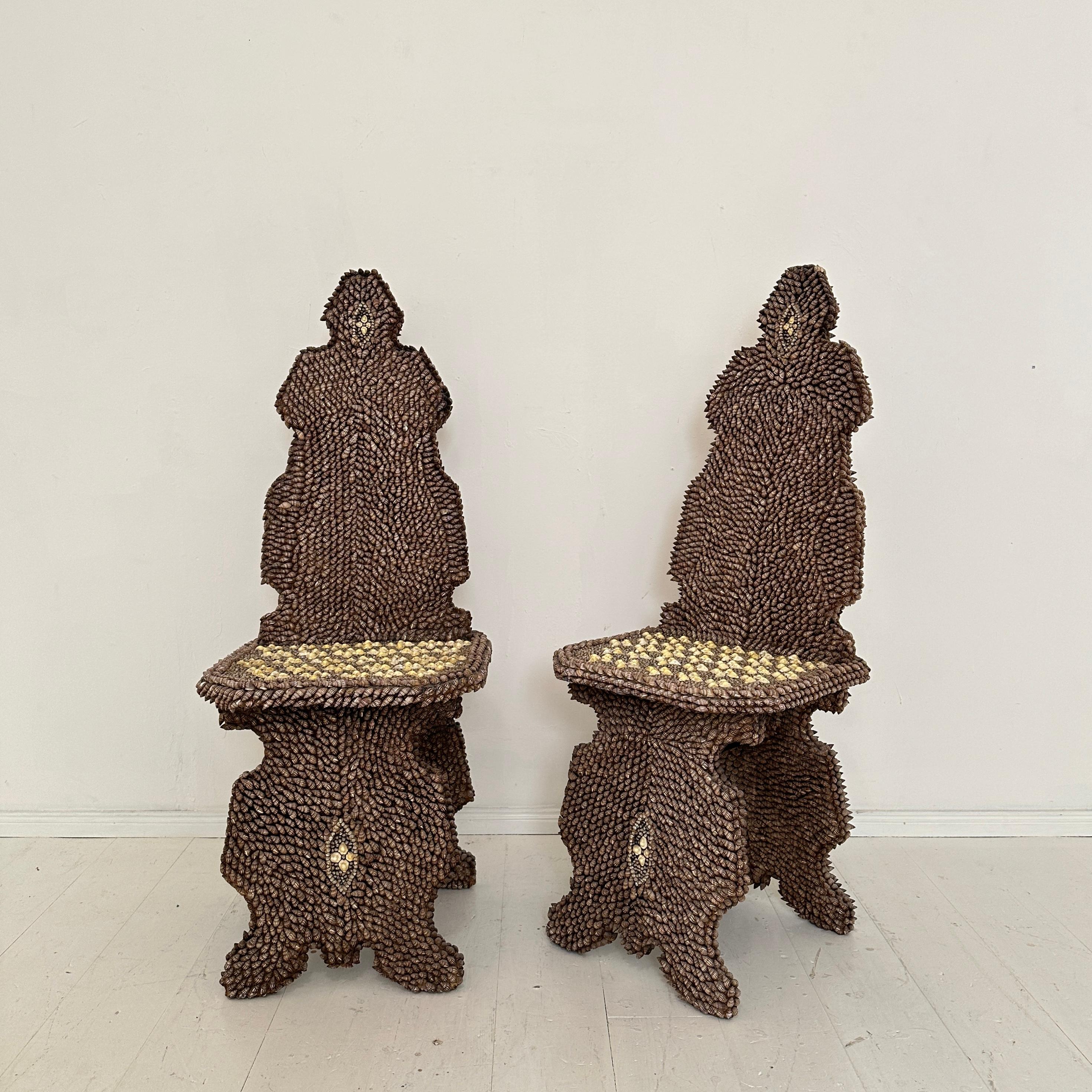 Mid-Century Modern Pair of Seashell Encrusted Chairs by J. Antony Redmile, around 1970 For Sale