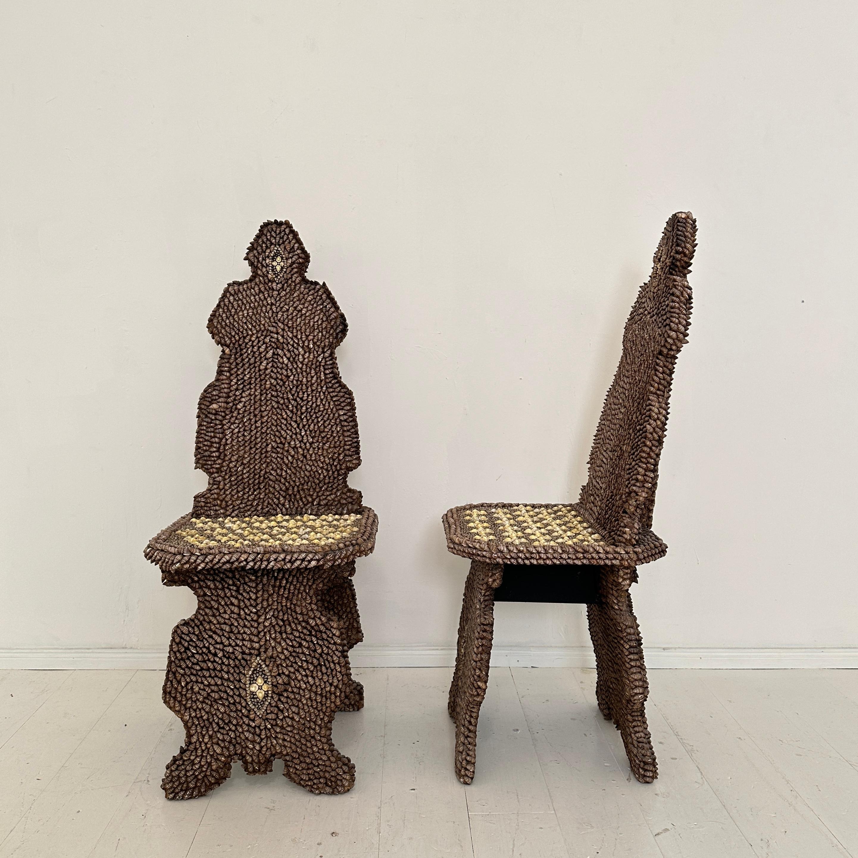 Pair of Seashell Encrusted Chairs by J. Antony Redmile, around 1970 For Sale 1