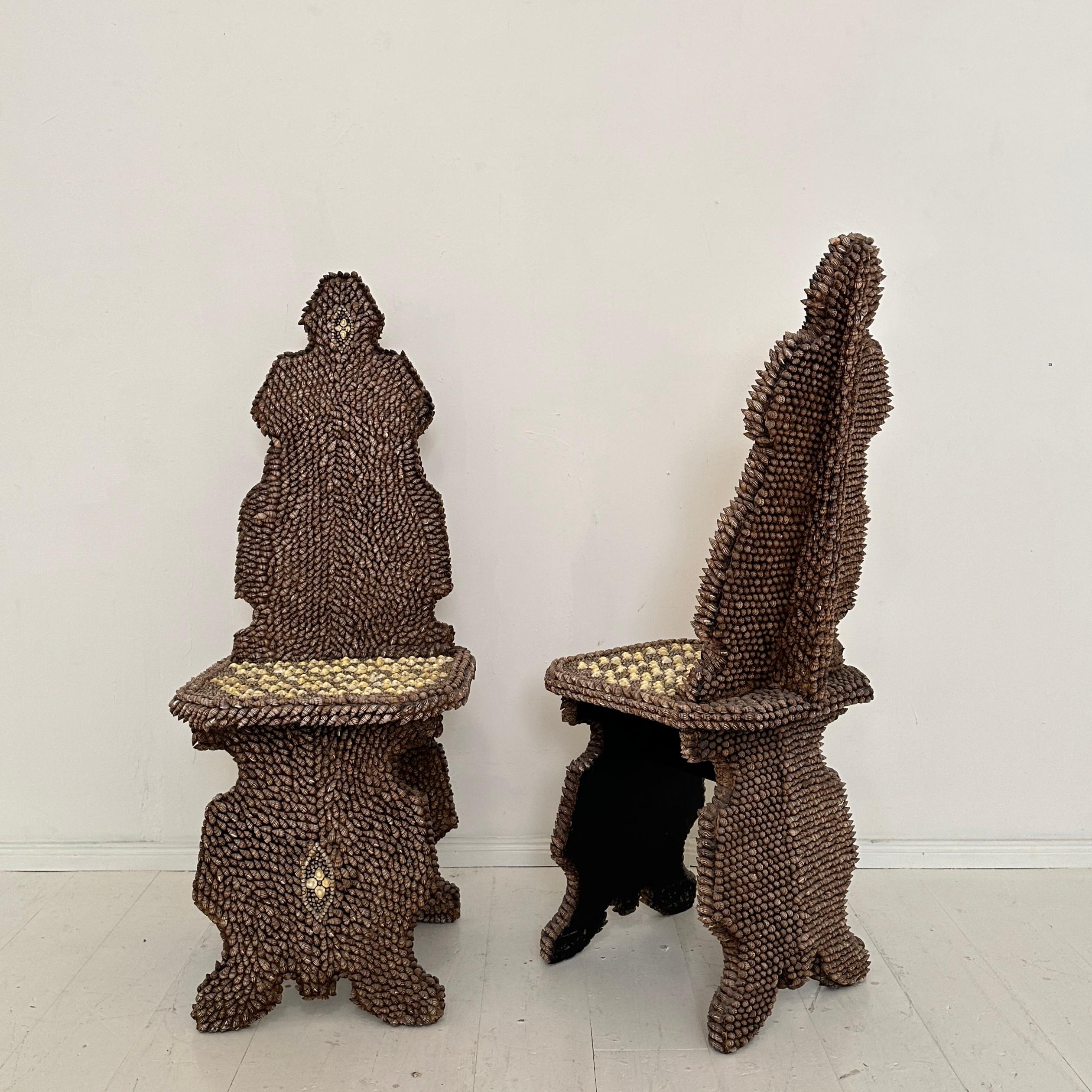 Pair of Seashell Encrusted Chairs by J. Antony Redmile, around 1970 For Sale 2
