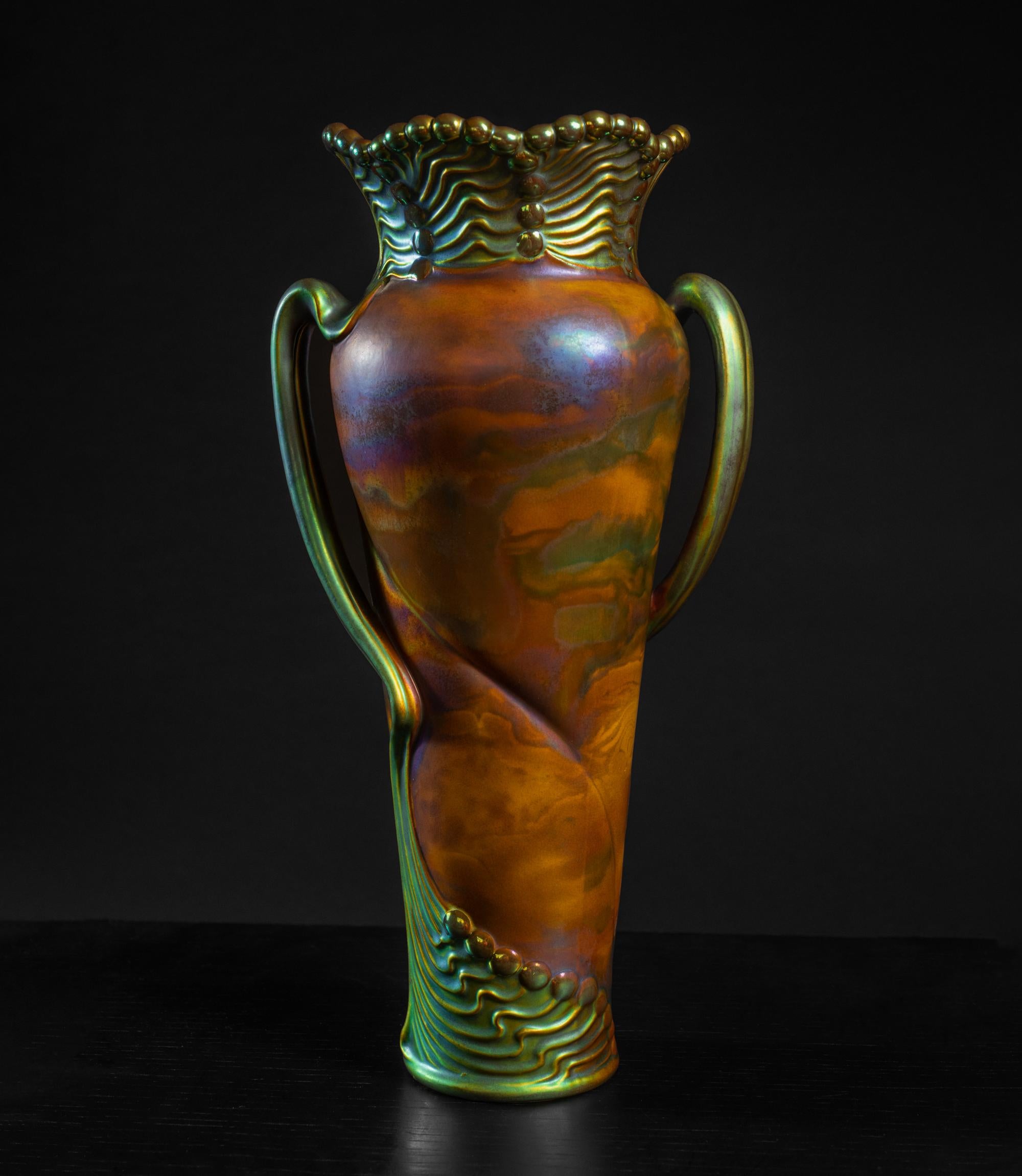 Vasen aus der Sezessionszeit von Lajos Mack für Zsolnay, Paar im Angebot 4