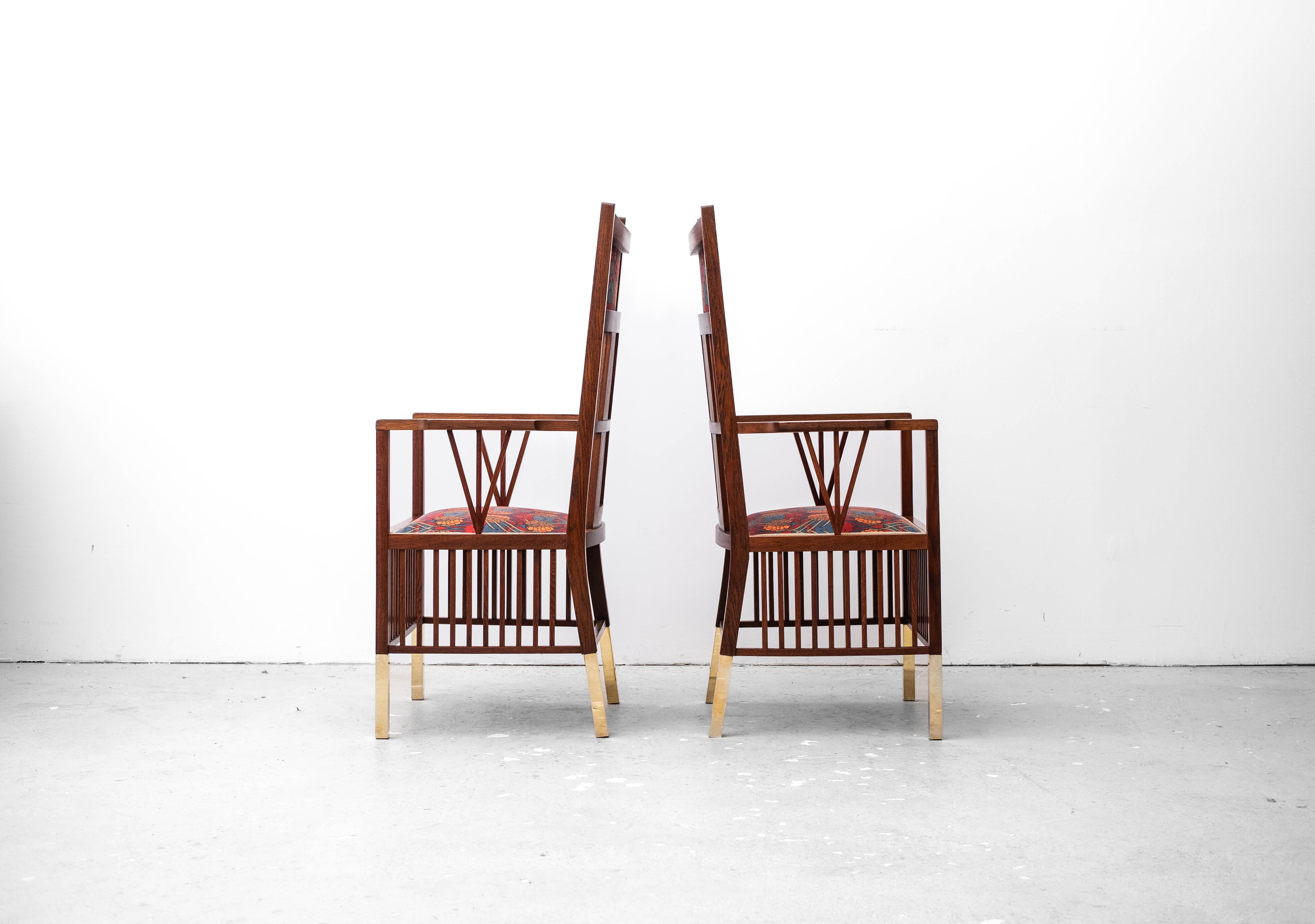 Paar sezessionistische Sessel Joseph Maria Olbrich Friedrich Otto Schmidt 1898 (Ende des 20. Jahrhunderts) im Angebot