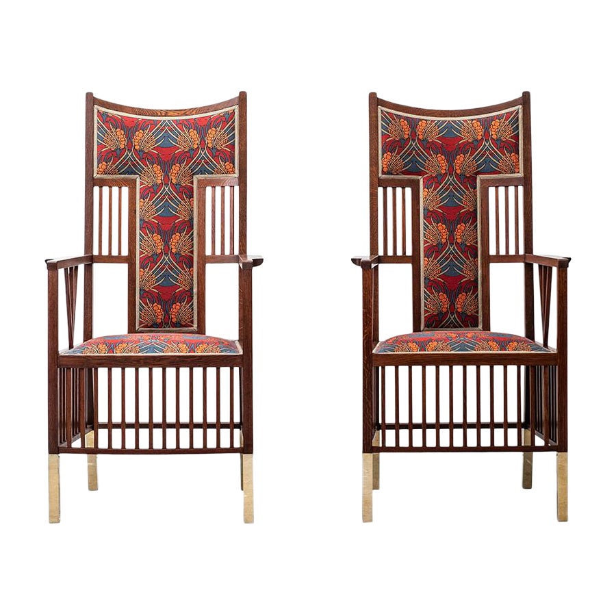 Paar sezessionistische Sessel Joseph Maria Olbrich Friedrich Otto Schmidt 1898 im Angebot