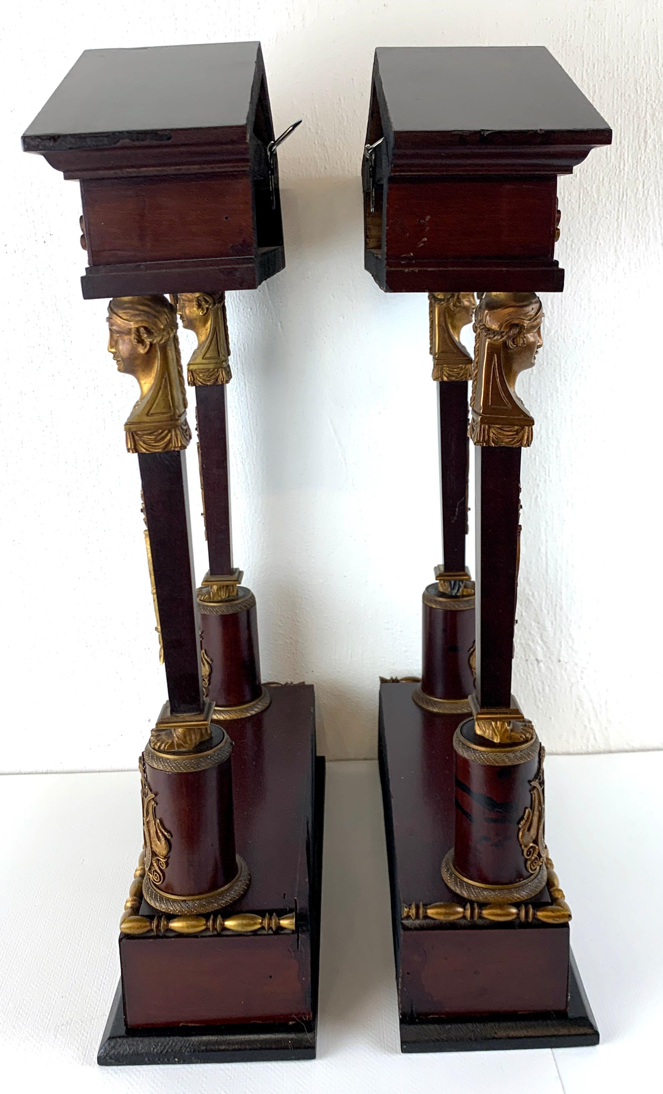 Pair of Second Empire Caryatid Wall Ormolu Mounted Wall Shelves In Good Condition In West Palm Beach, FL
