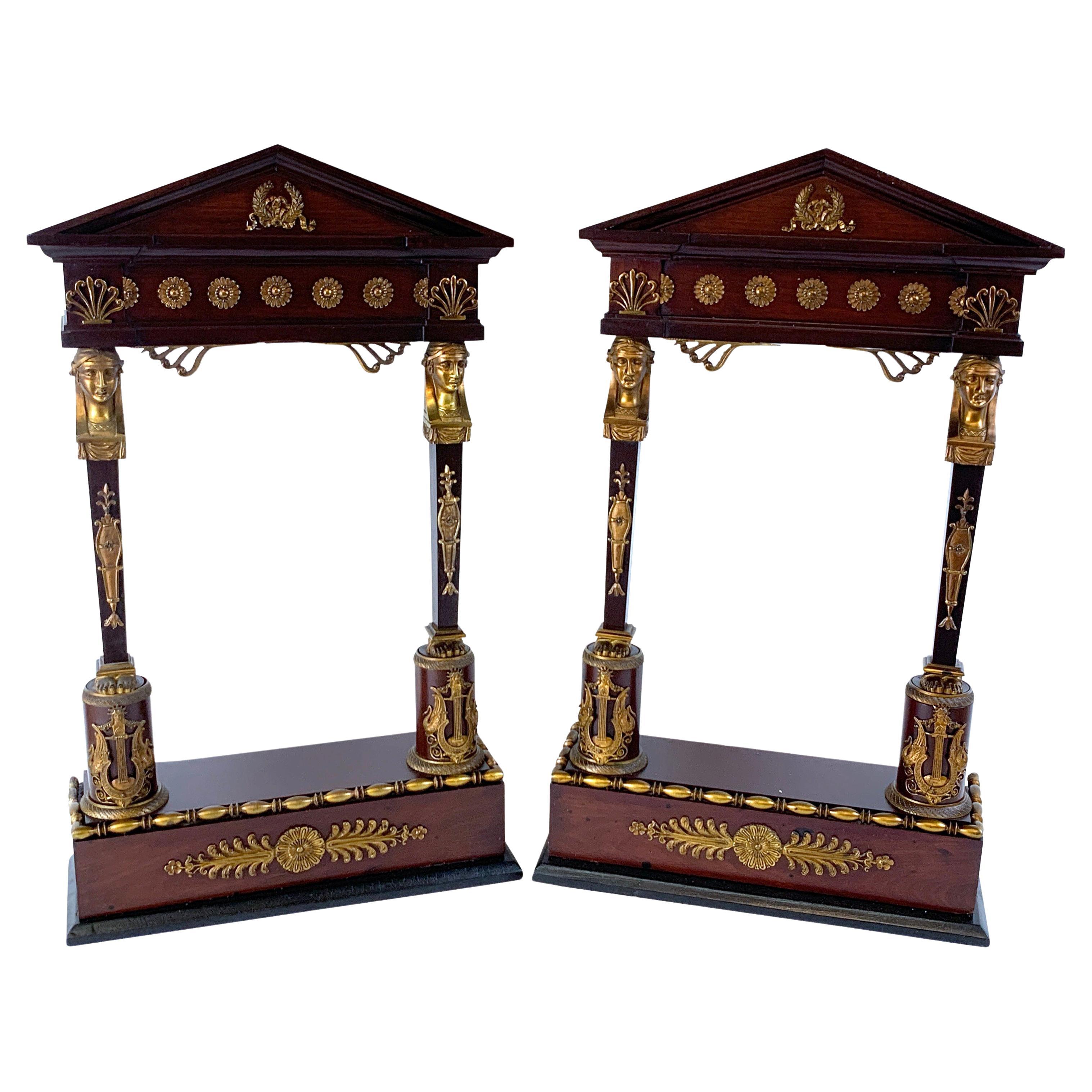 Pair of Second Empire Caryatid Wall Ormolu Mounted Wall Shelves For Sale