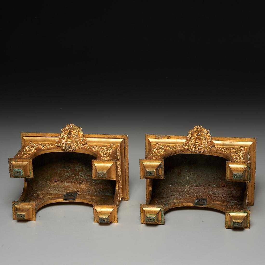 Pair of Second Empire Ormolu or Gilt Bronze Sphinx on Bacchus Mask Plinths 5