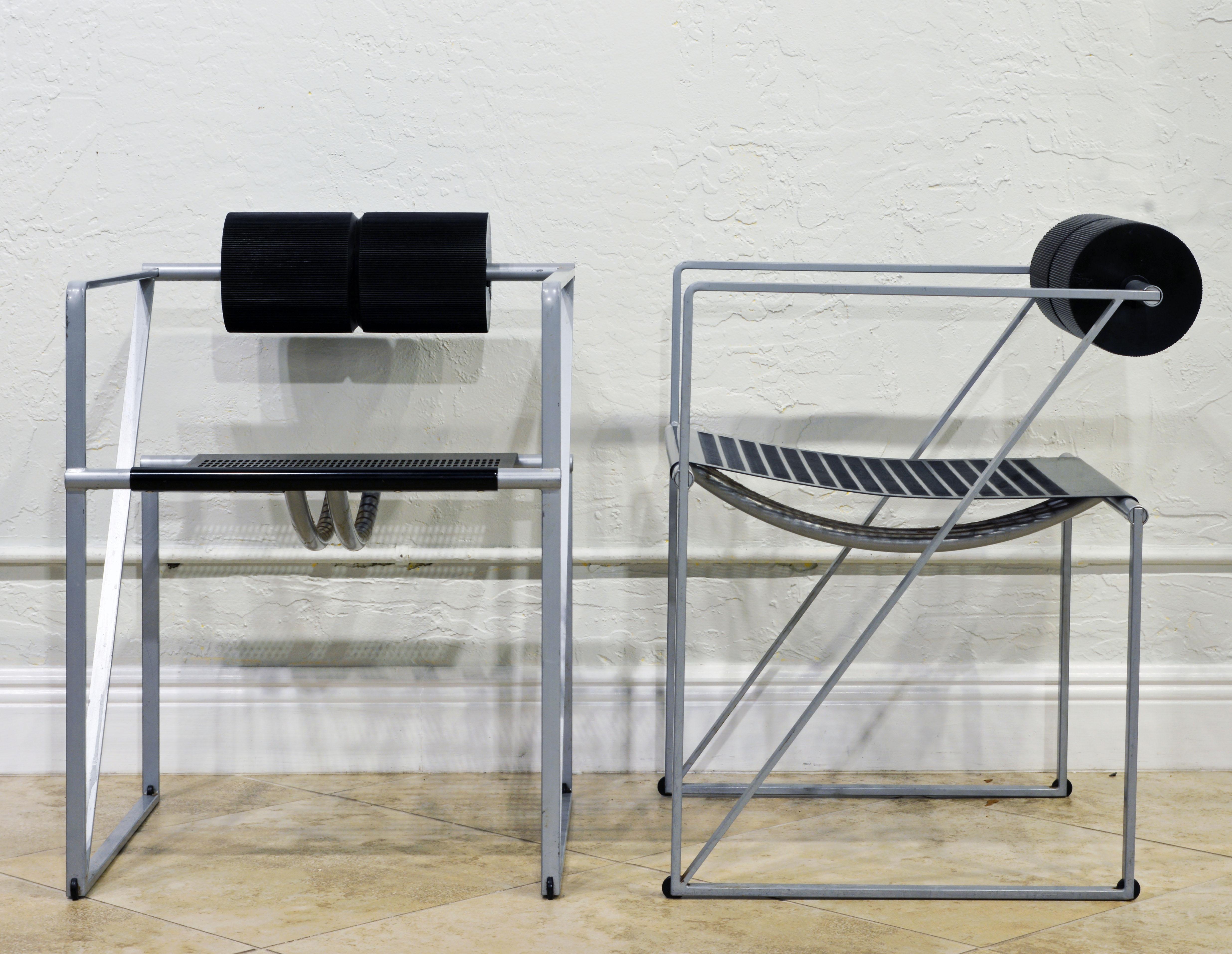 Post-Modern Pair of Seconda 602 Armchairs Designed by Architect Mario Botta for Alias, Italy