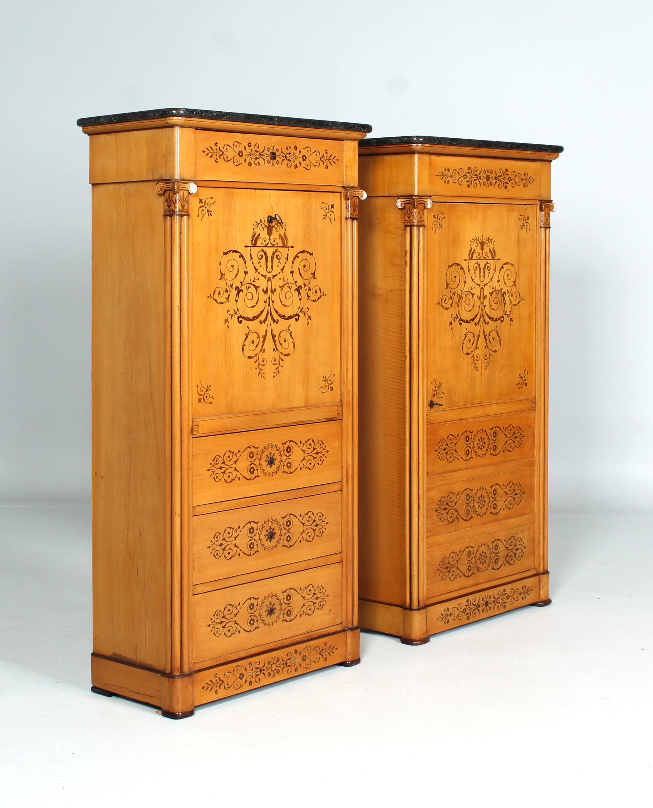 Pair of Secretaire and Cupboard, Epoche Charles X, France, circa 1830 For Sale 7
