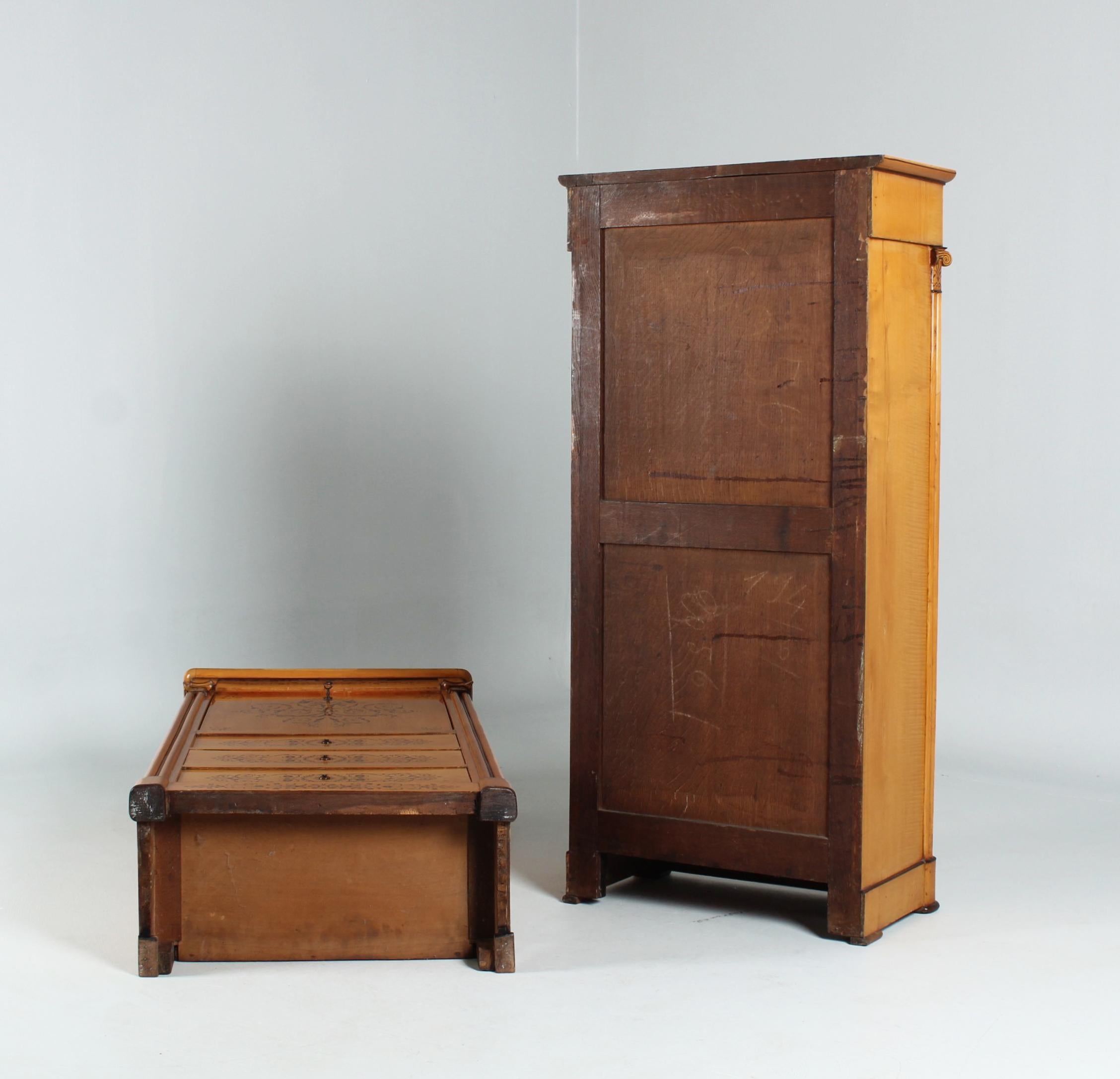 Pair of Secretaire and Cupboard, Epoche Charles X, France, circa 1830 For Sale 14