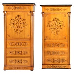 Antique Pair of Secretaire and Cupboard, Epoche Charles X, France, circa 1830