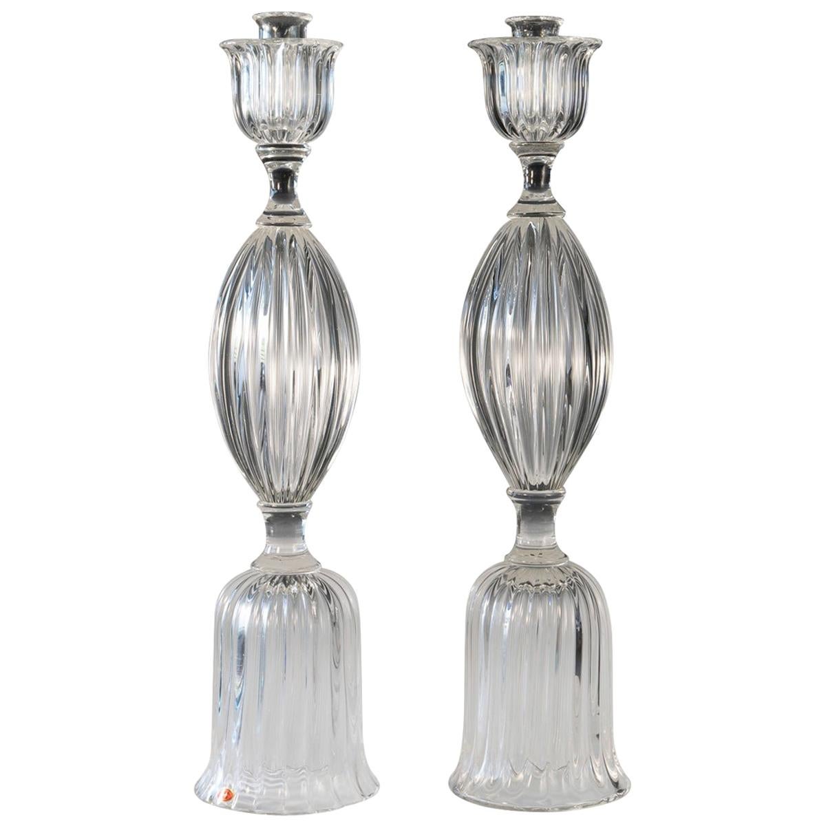 Pair of Seguso Candlesticks 3 by John Loring of Tiffany & Co. For Sale