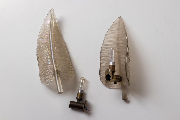 Pair of Seguso Feather Sconces For Sale 3