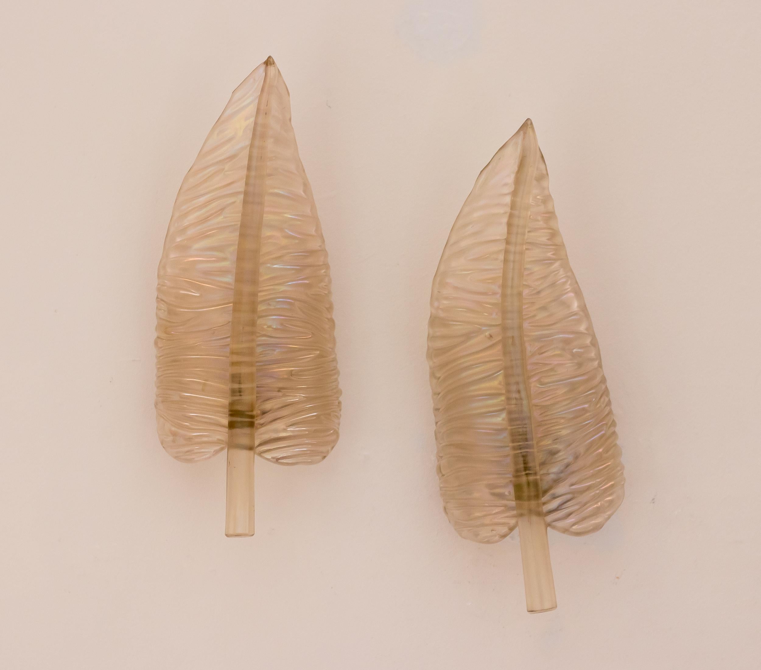 Mid-20th Century Pair of Seguso Feather Sconces