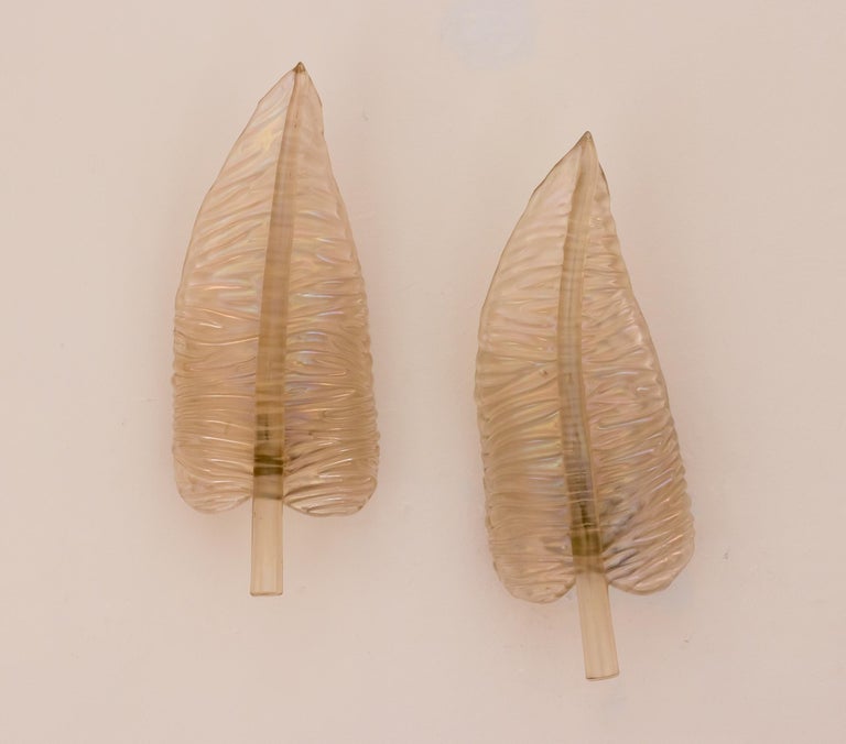 Mid-20th Century Pair of Seguso Feather Sconces For Sale