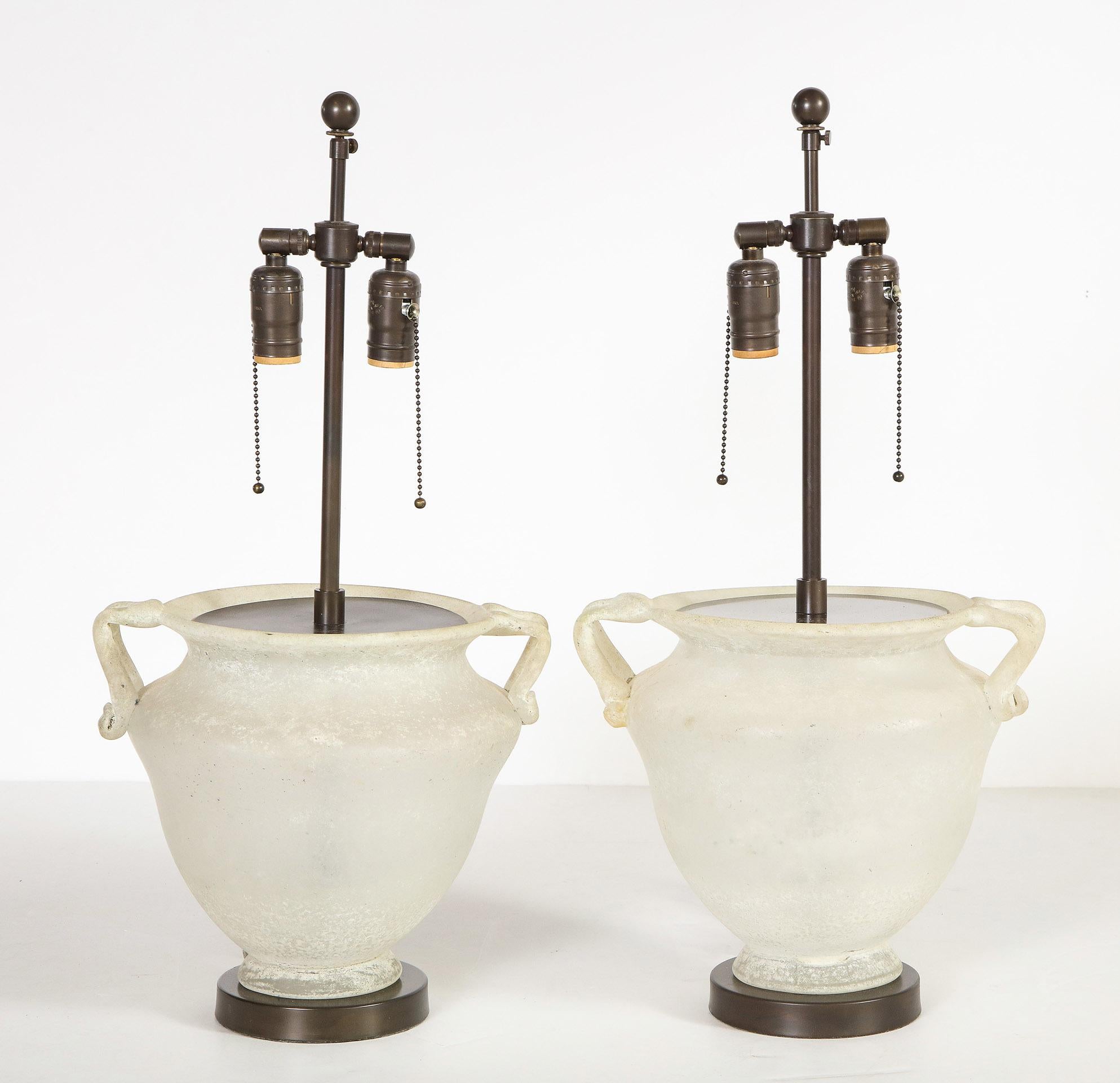 Pair of Seguso Glass Lamps 2