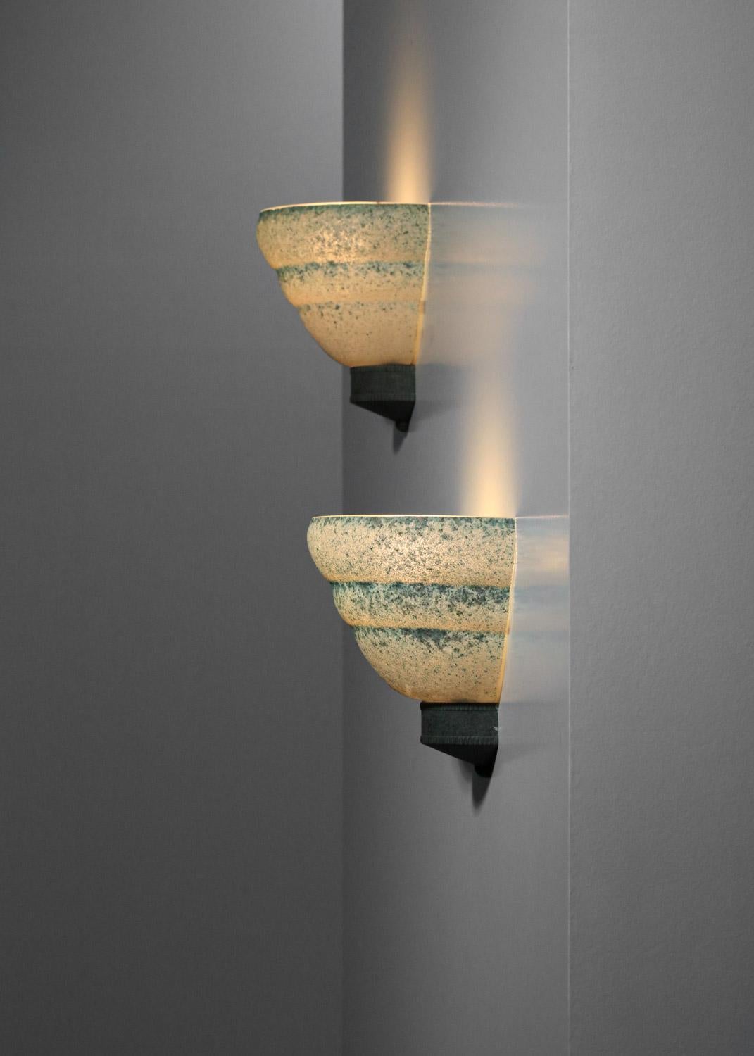 pair of Seguso Italian sconces in granite glass from the 60's 4