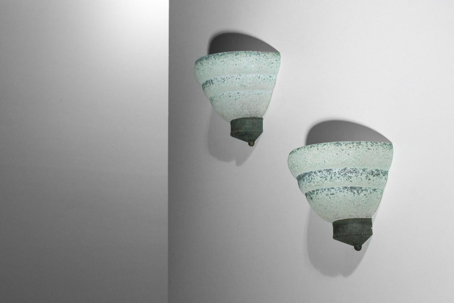 pair of Seguso Italian sconces in granite glass from the 60's 8