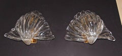Pair of Seguso Murano Glass "Conchiglia" Shell Wall Sconces